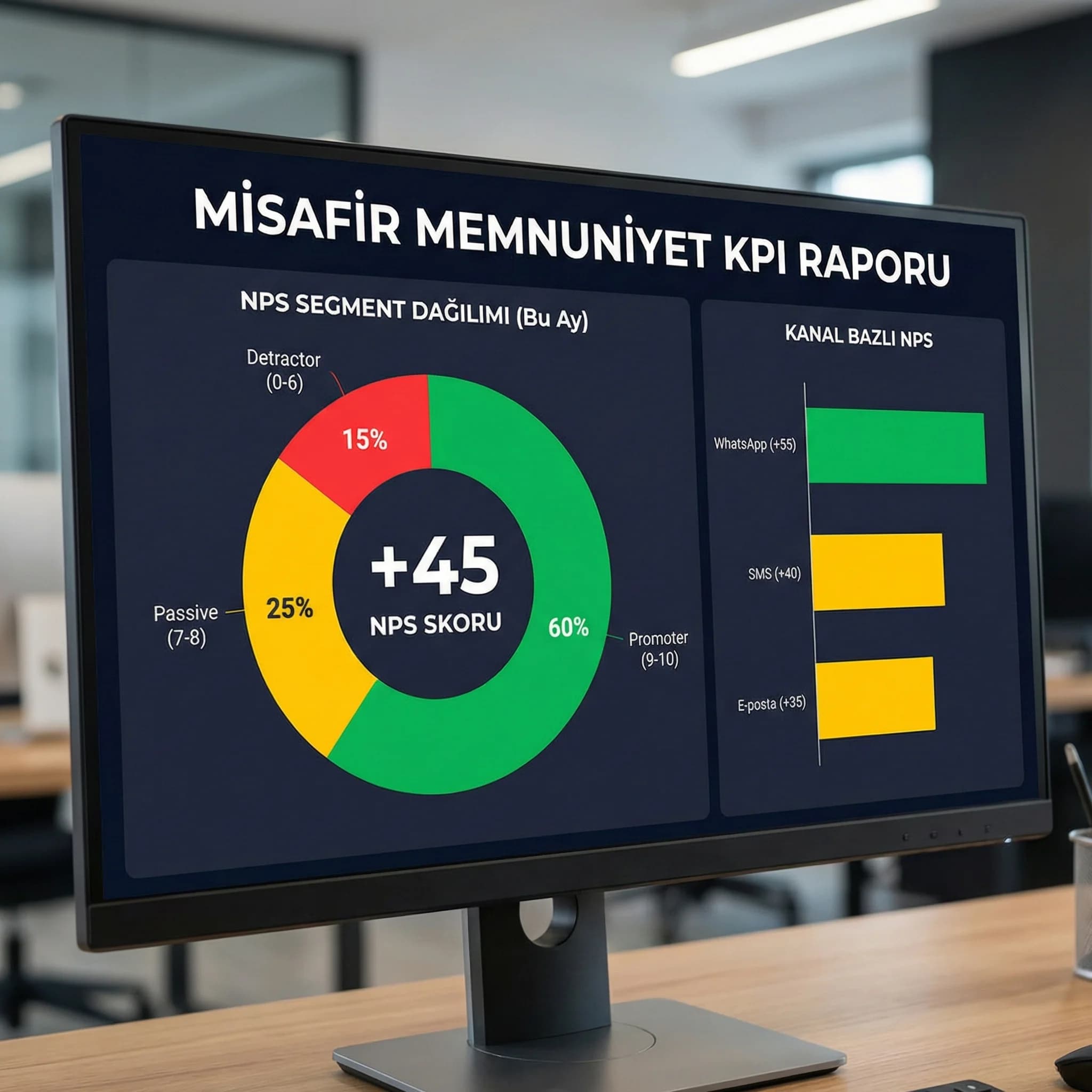 NPS dağılım grafiği amacı misafir memnuniyet segmentleri otel bağlamı