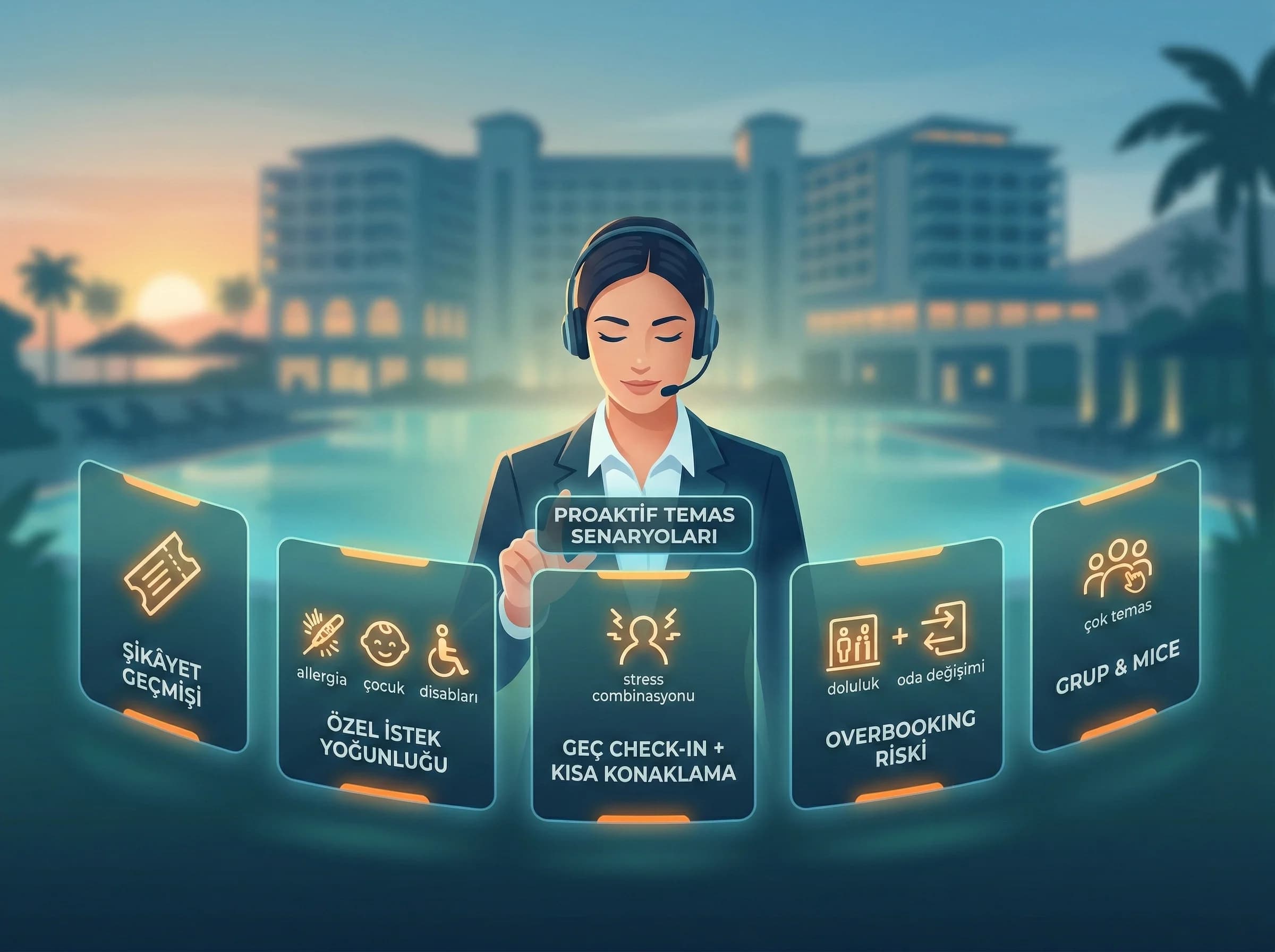 Risk profilleri bölümü amacı proaktif temas senaryolarını seçme otel bağlamı