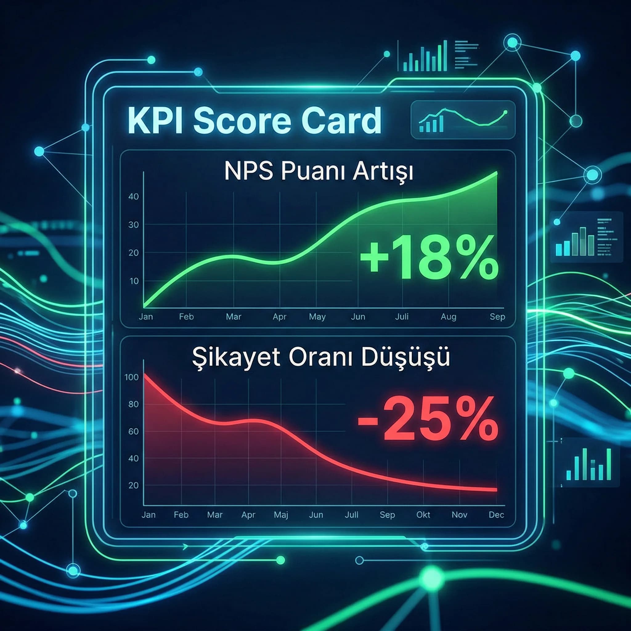 Proaktif destek KPI kartı amacı NPS ve şikâyet azaltma trendi otel bağlamı