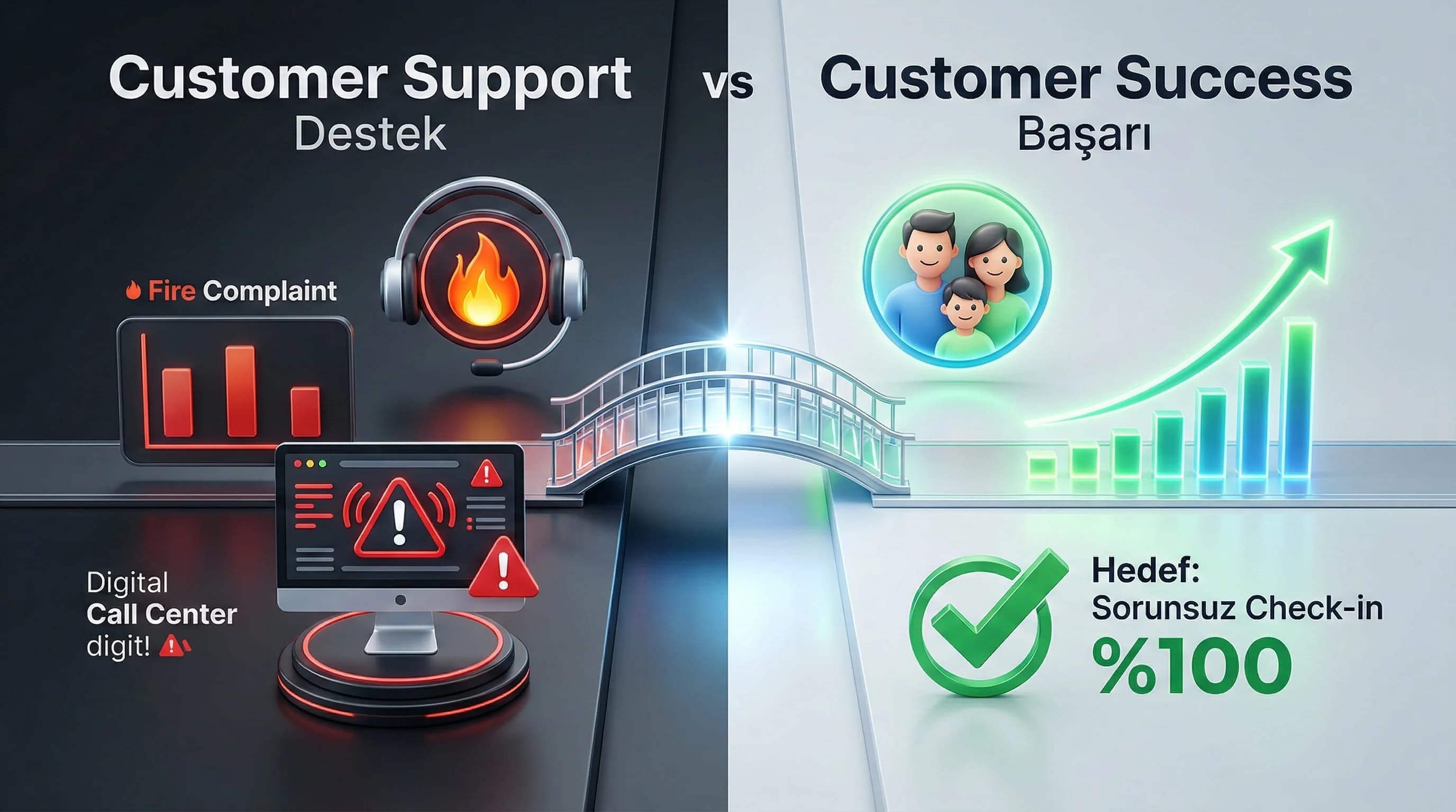 Customer support ve customer success farkı amacı otel deneyim hedefleri
