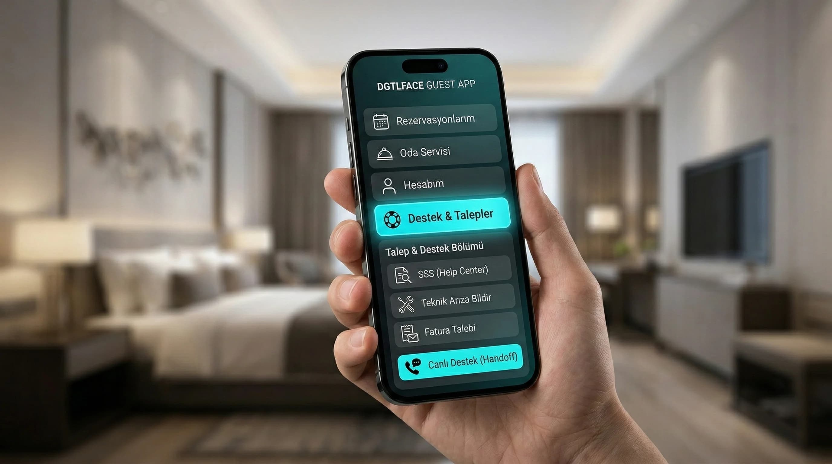 Misafir portal mockup amacı satış sonrası self-service ekran yapısı otel bağlamı
