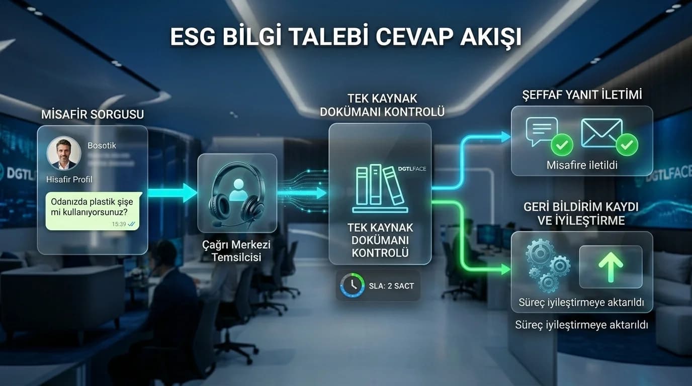 ESG bilgi talebi cevap akışı diyagramı amacı şeffaf yanıt süreci otel bağlamı