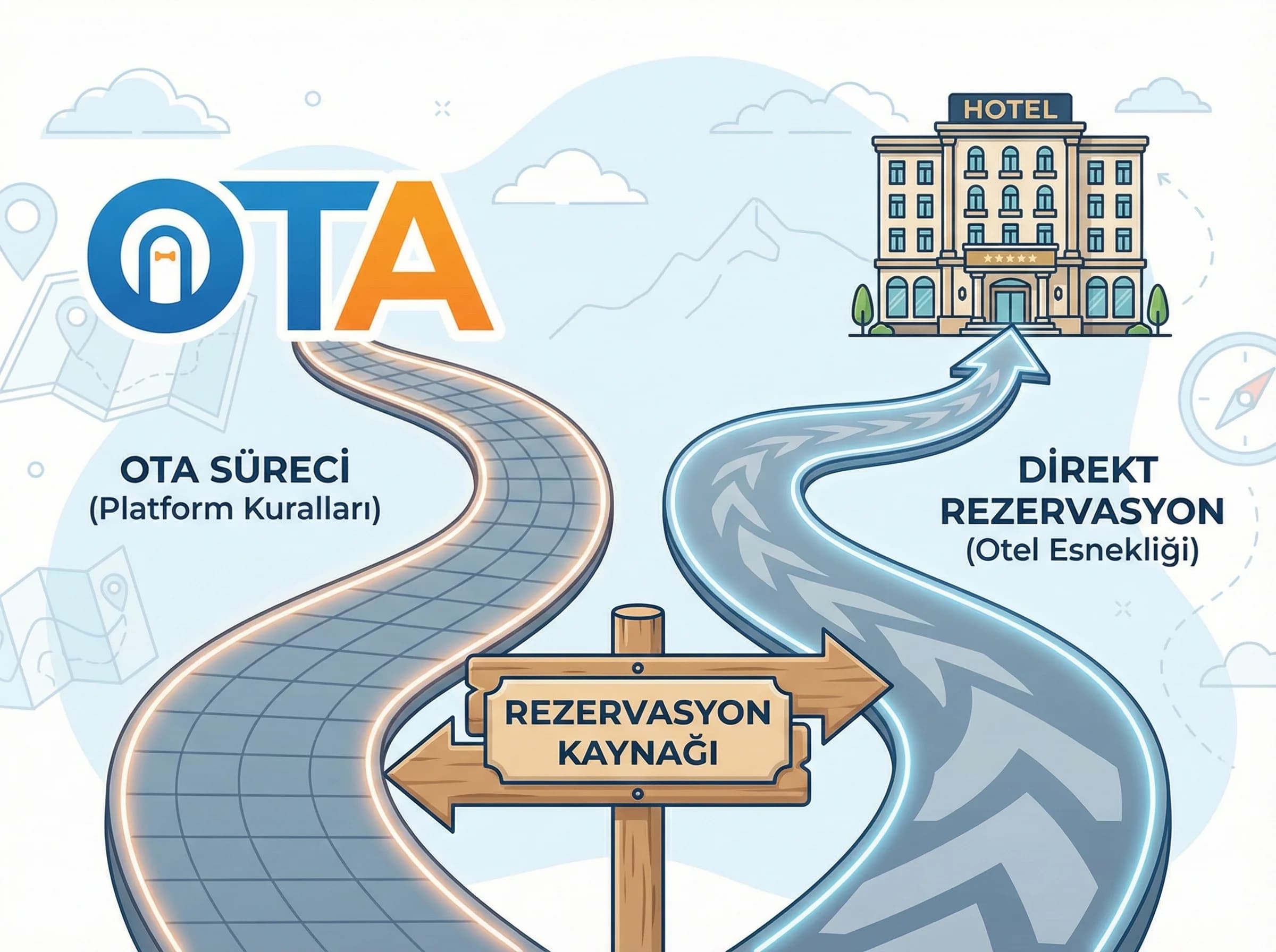 OTA ve direct farkı bölümü amacı süreç ayrımı otel bağlamı