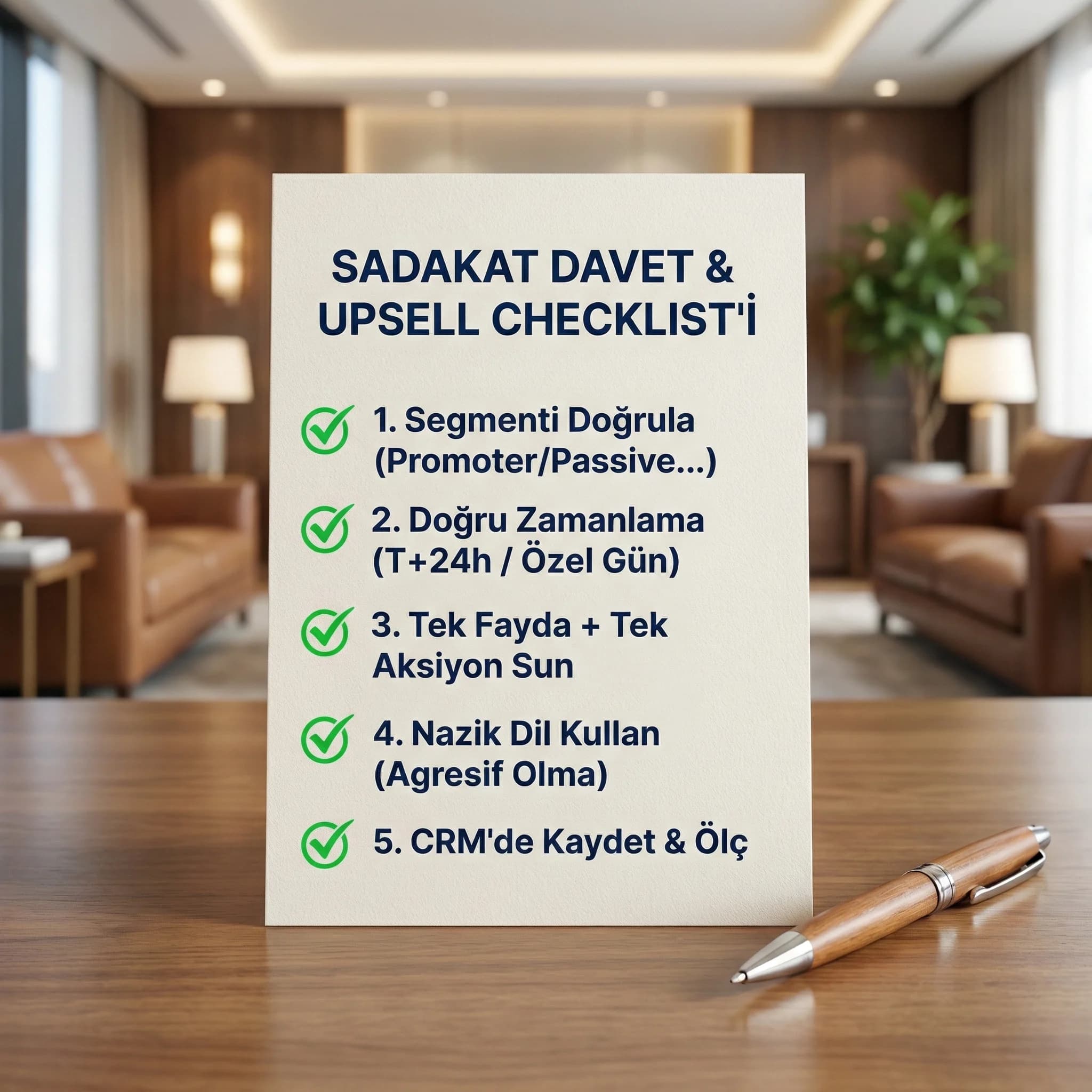 Sadakat davet checklisti amacı doğru zamanlama otel bağlamı