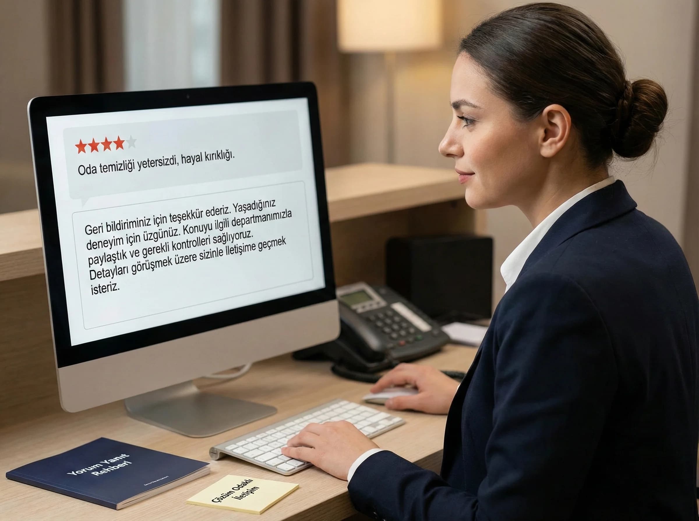 Olumsuz yorum yönetimi bölümü amacı sakin çözüm dili otel bağlamı