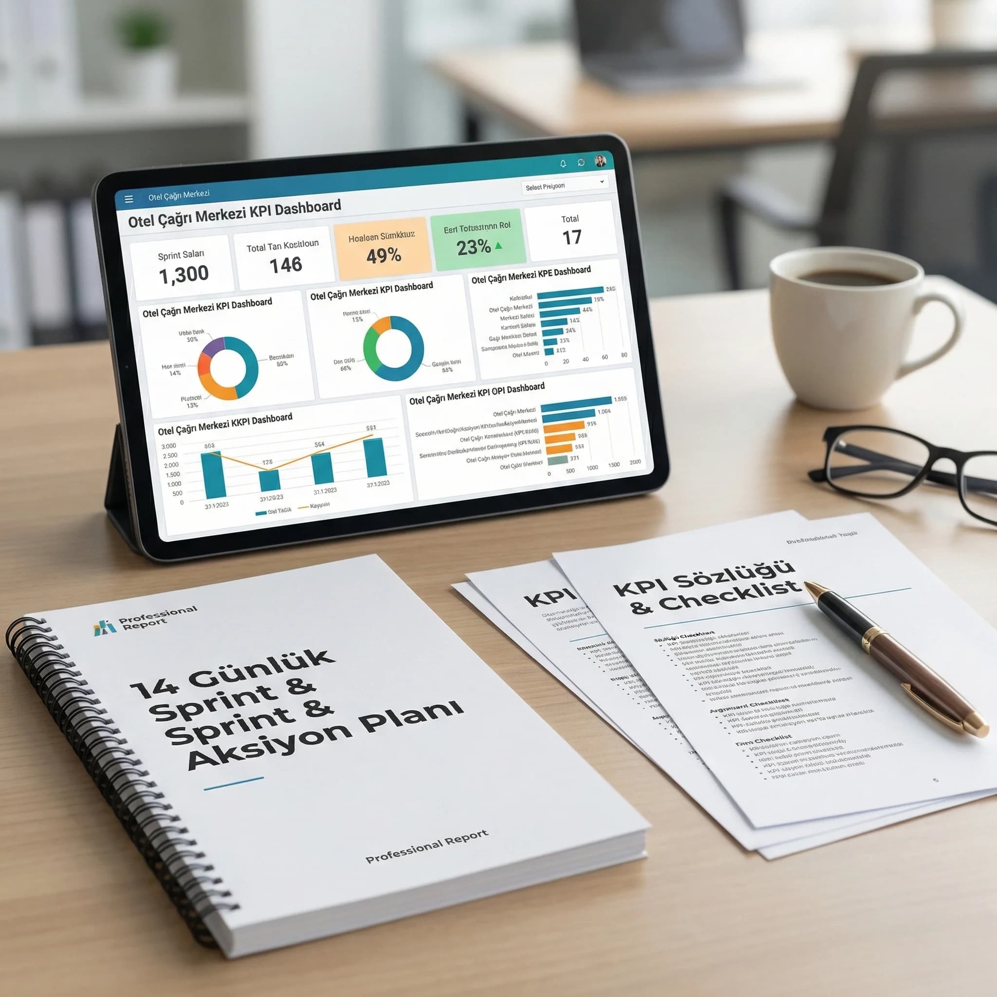 Dashboard, checklist ve sprint planı gibi KPI programı çıktıları, güven unsuru kartı