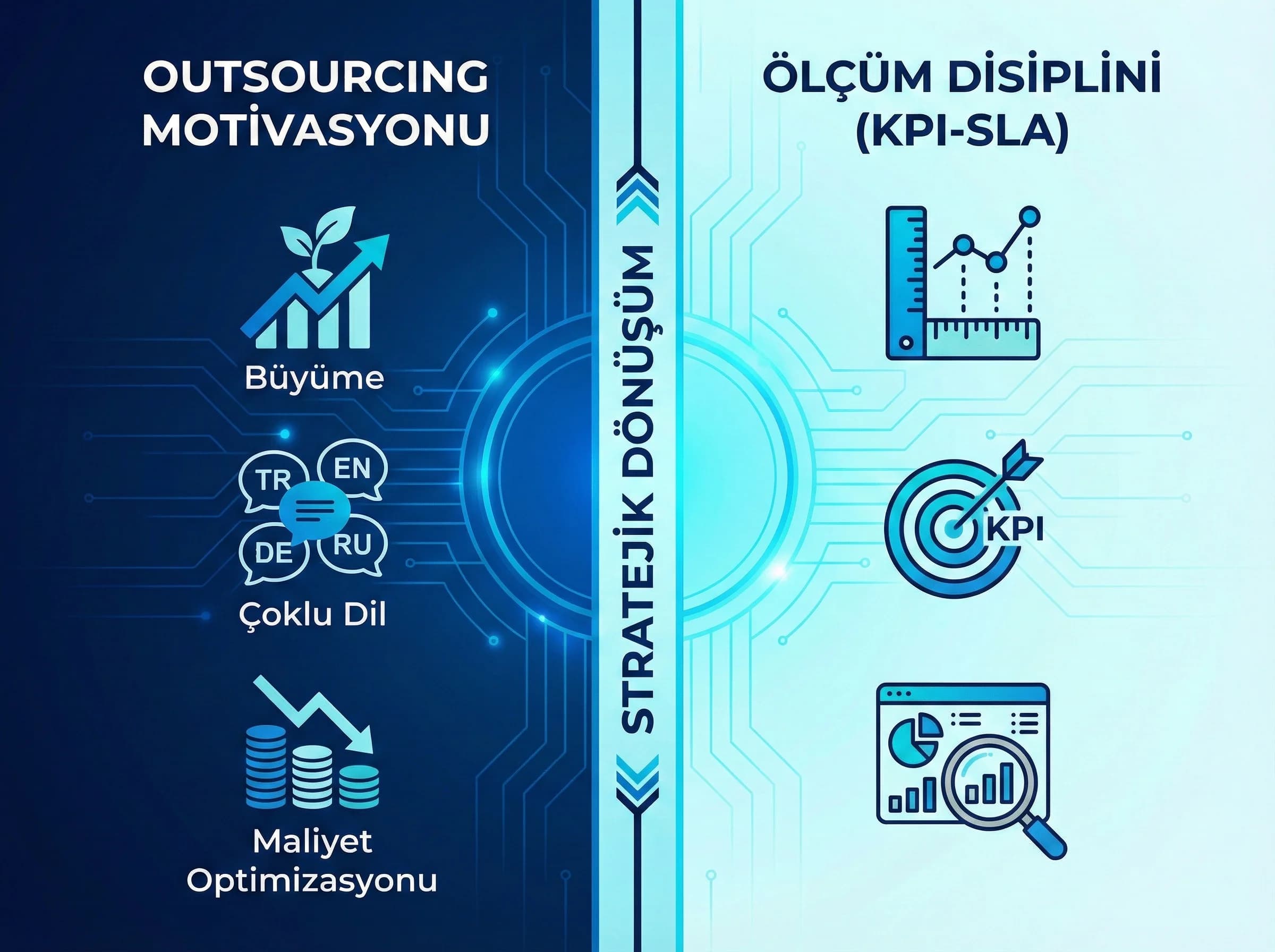 Outsourcing motivasyonu ve ölçüm disiplini, çağrı merkezi geçiş görseli