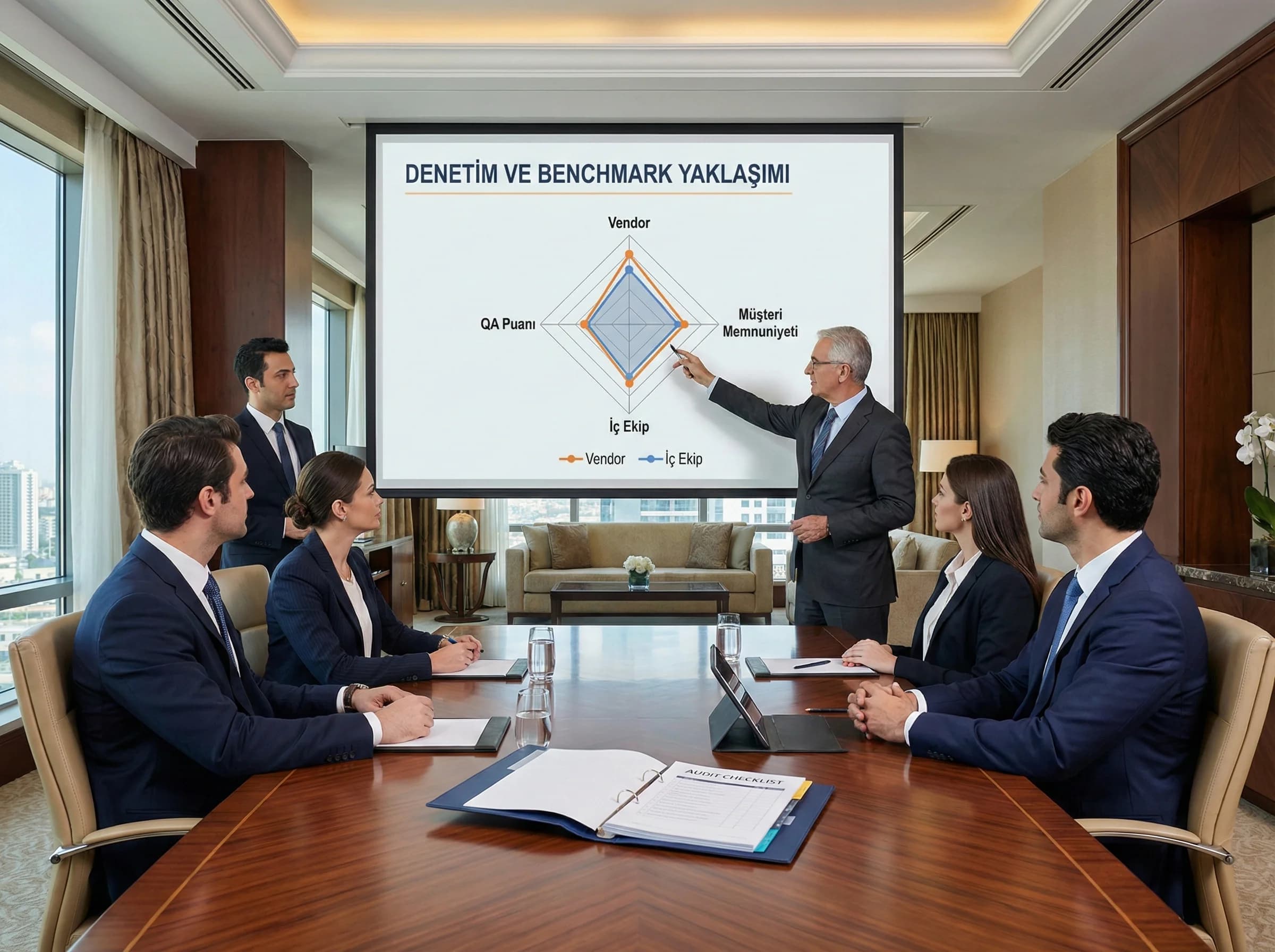 Denetim ve benchmark yaklaşımı, vendor yönetimi geçiş görseli