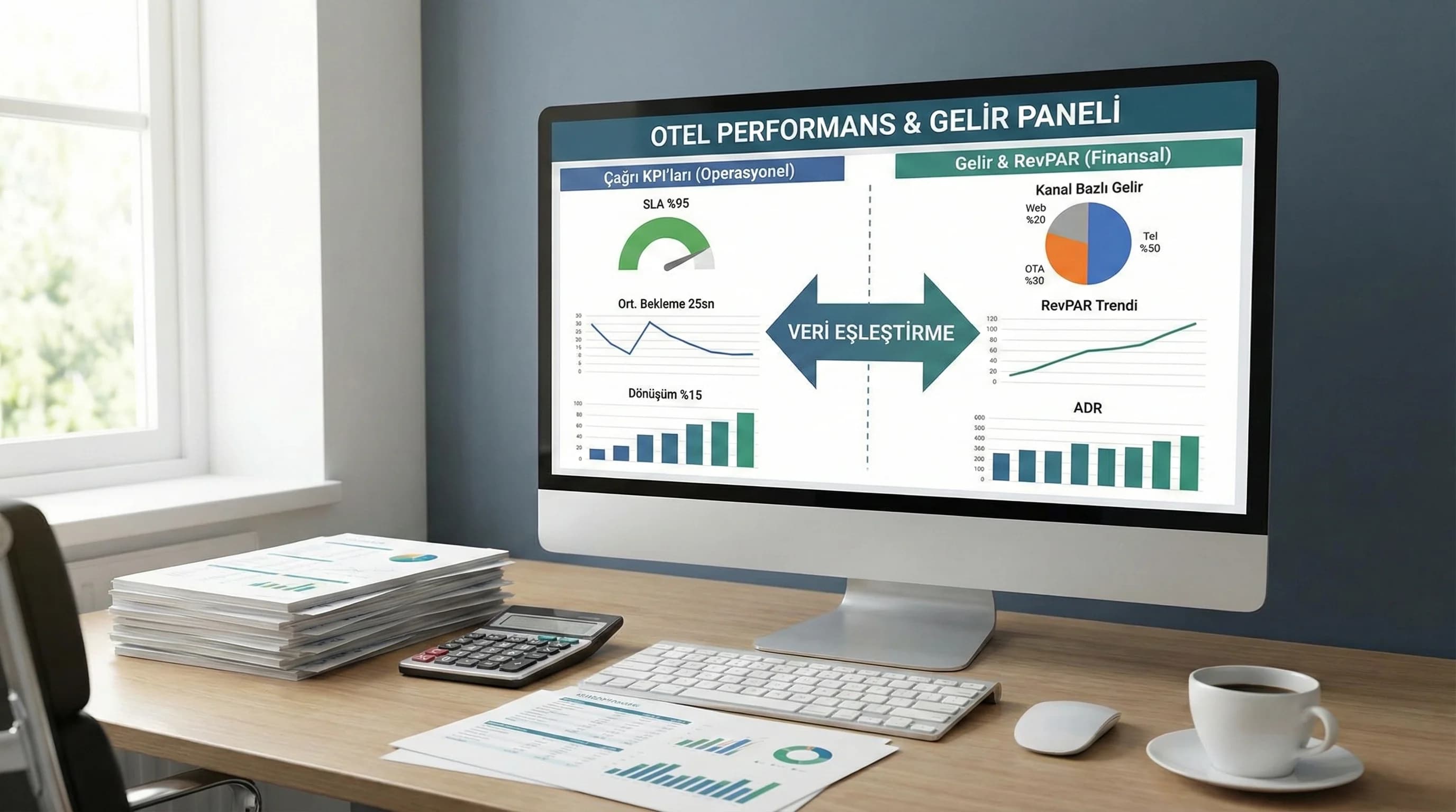 Vendor dashboard ve iç ekip benchmark kıyası, otel çağrı merkezi performans görünümü