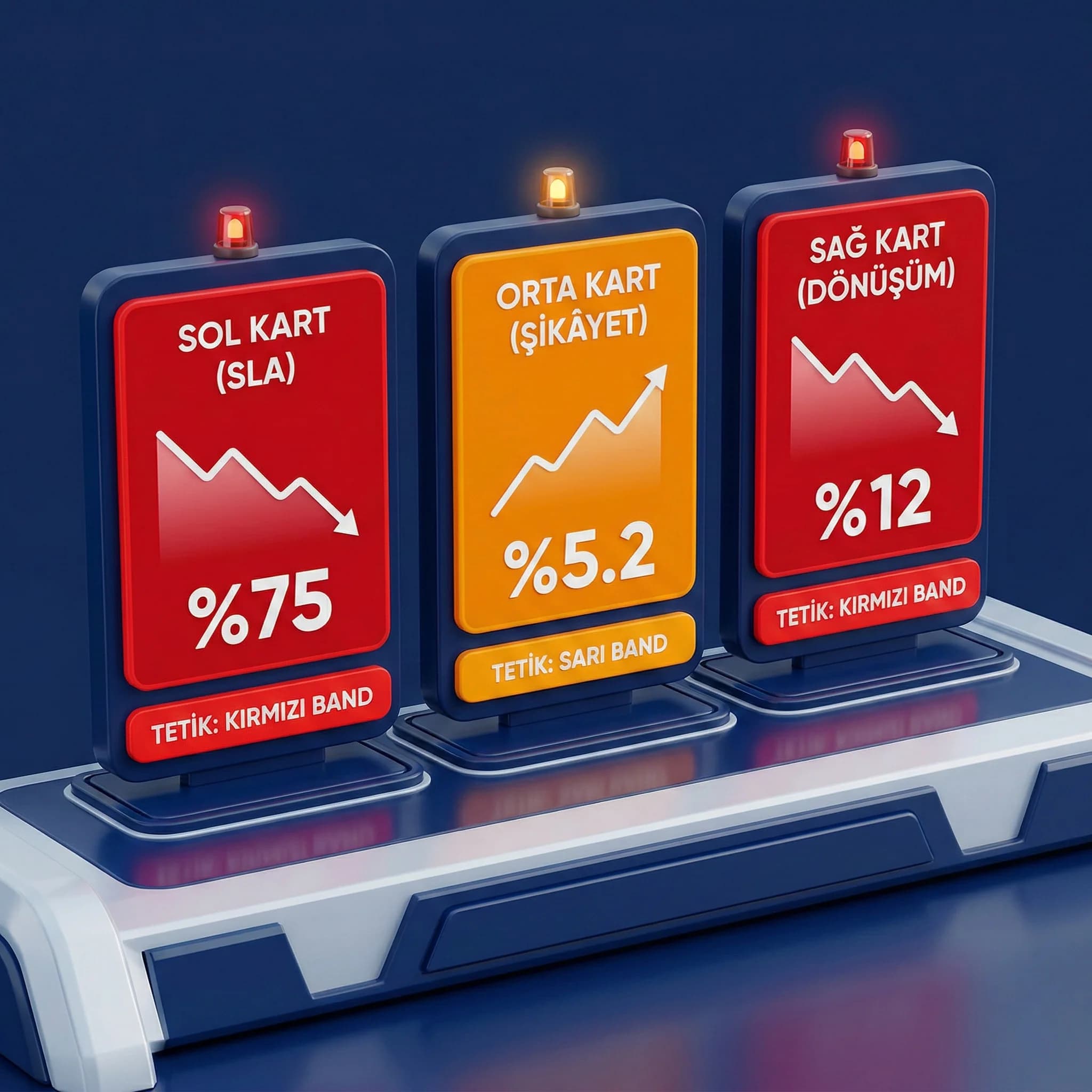 SLA şikâyet dönüşüm sapma kartları, runbook tetik KPI panel