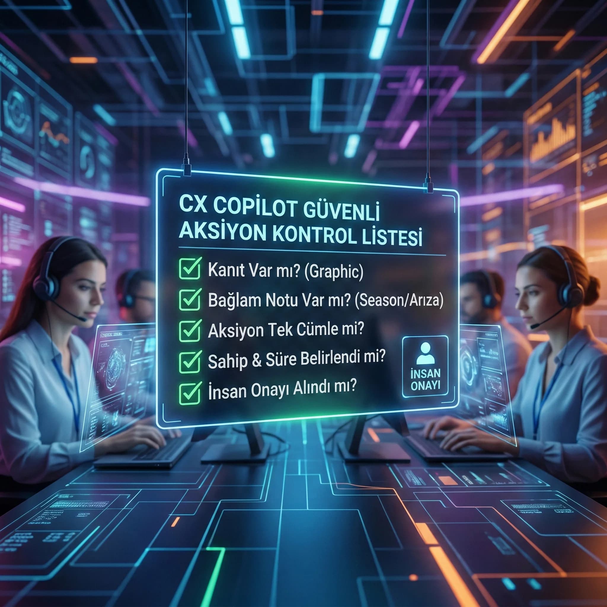 AI önerisi insan onayı aksiyon kontrol listesi, güvenli copilot çerçevesi