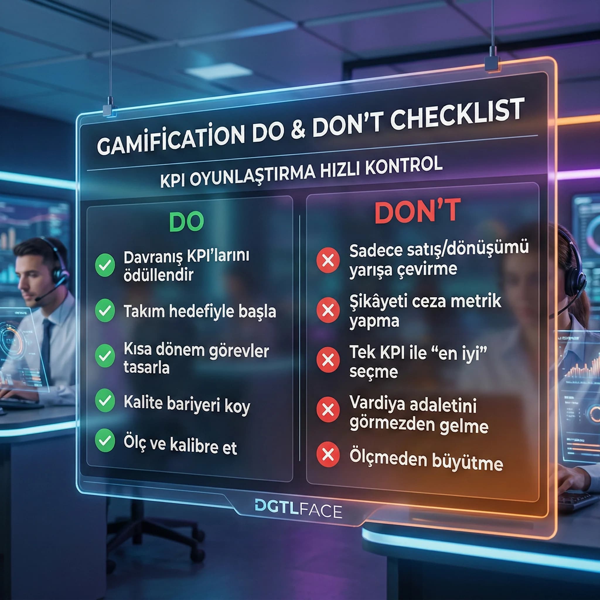 Gamification do and don’t checklist’i, KPI oyunlaştırma hızlı kontrol
