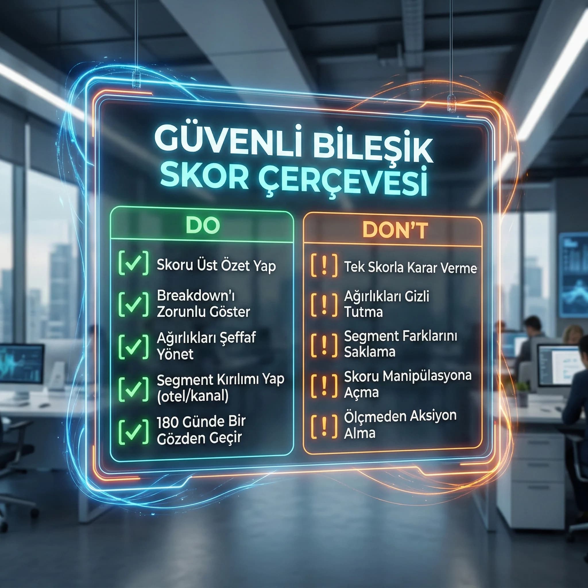 CX Score do and don’t checklist’i, bileşik skor güvenli kullanım çerçevesi