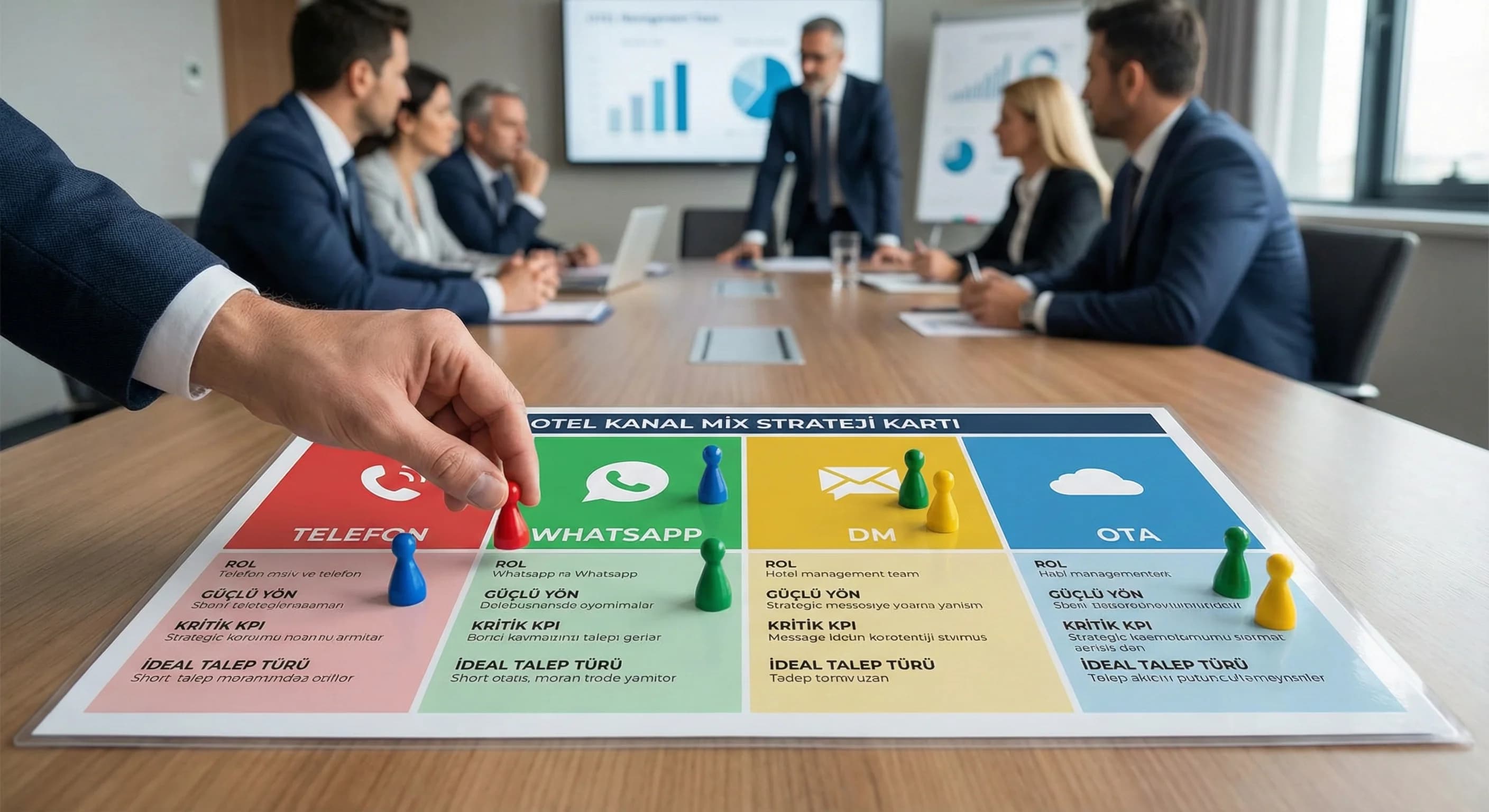 Kanal mix strateji kartı ve kıyaslama bölümüne geçiş, otel bağlam