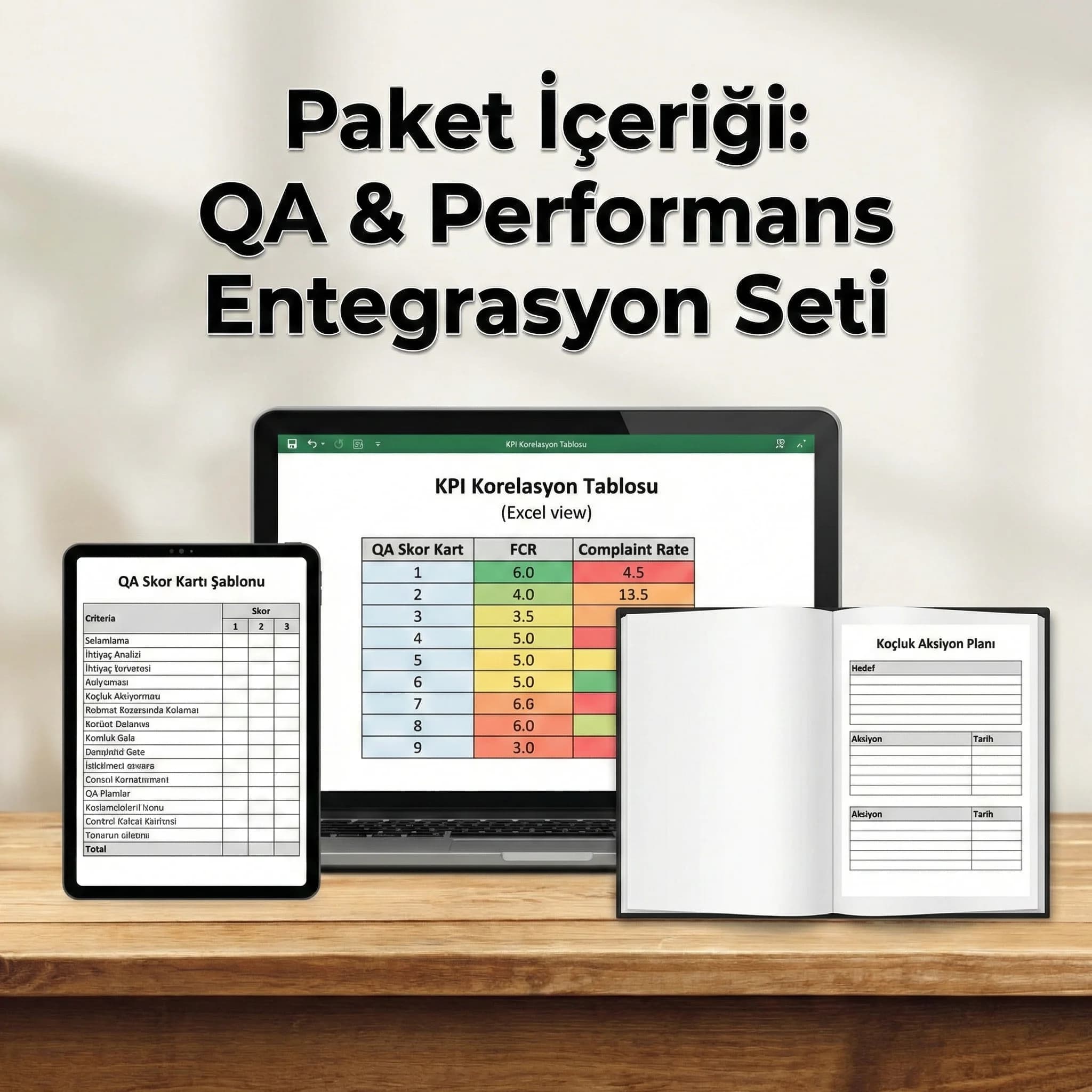 QA scorecard ve KPI korelasyon çıktıları, koçluk ve raporlama deliverables