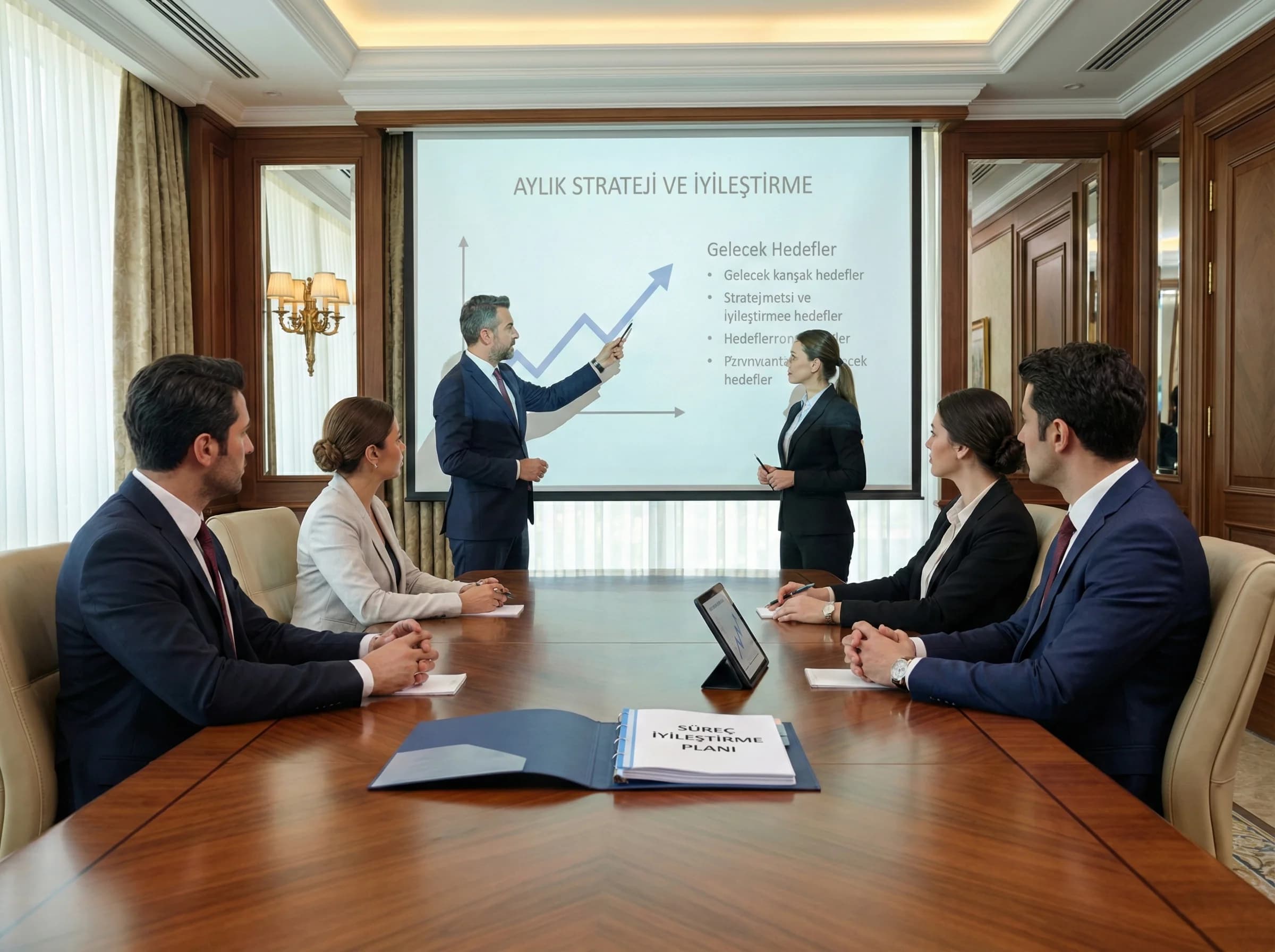 Aylık strateji ve iyileştirme oturumu, toplantı ritmi geçiş görseli