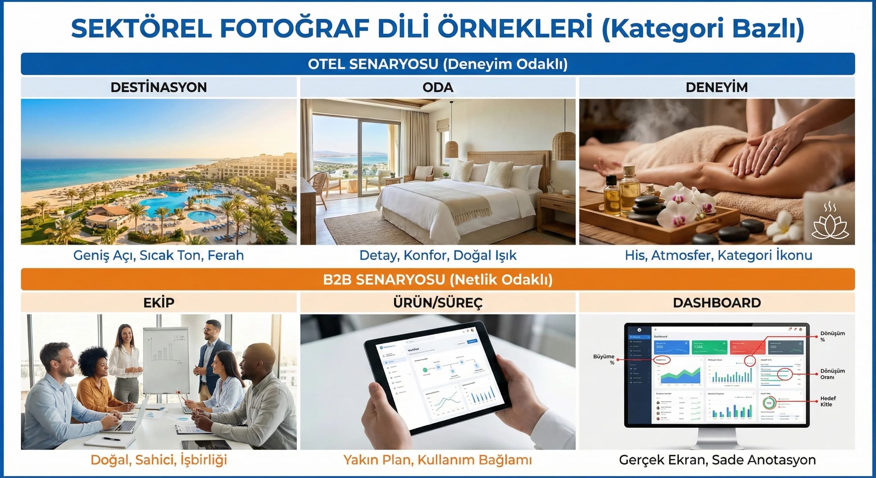 B2B Fotoğraf Dili (Ekip/Ürün/Dashboard)