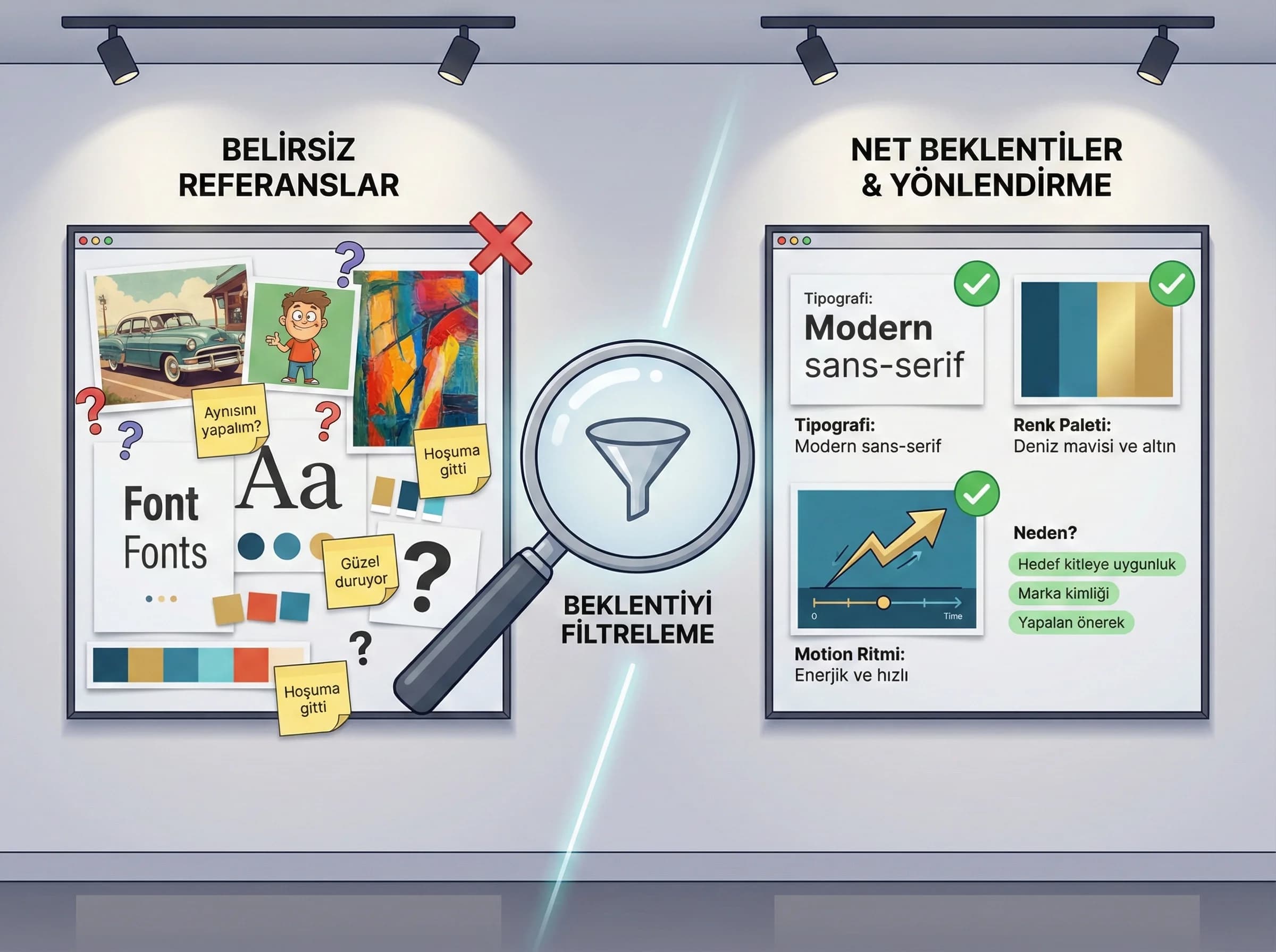 Referans ve beklenti yönetimi ayırıcı, revizyon azaltma ve süreç netliği