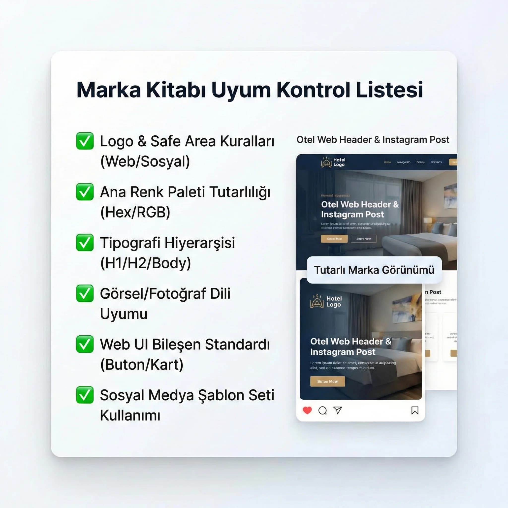 Creative brief checklist kartı, amaç hedef kitle mesaj format kontrolü