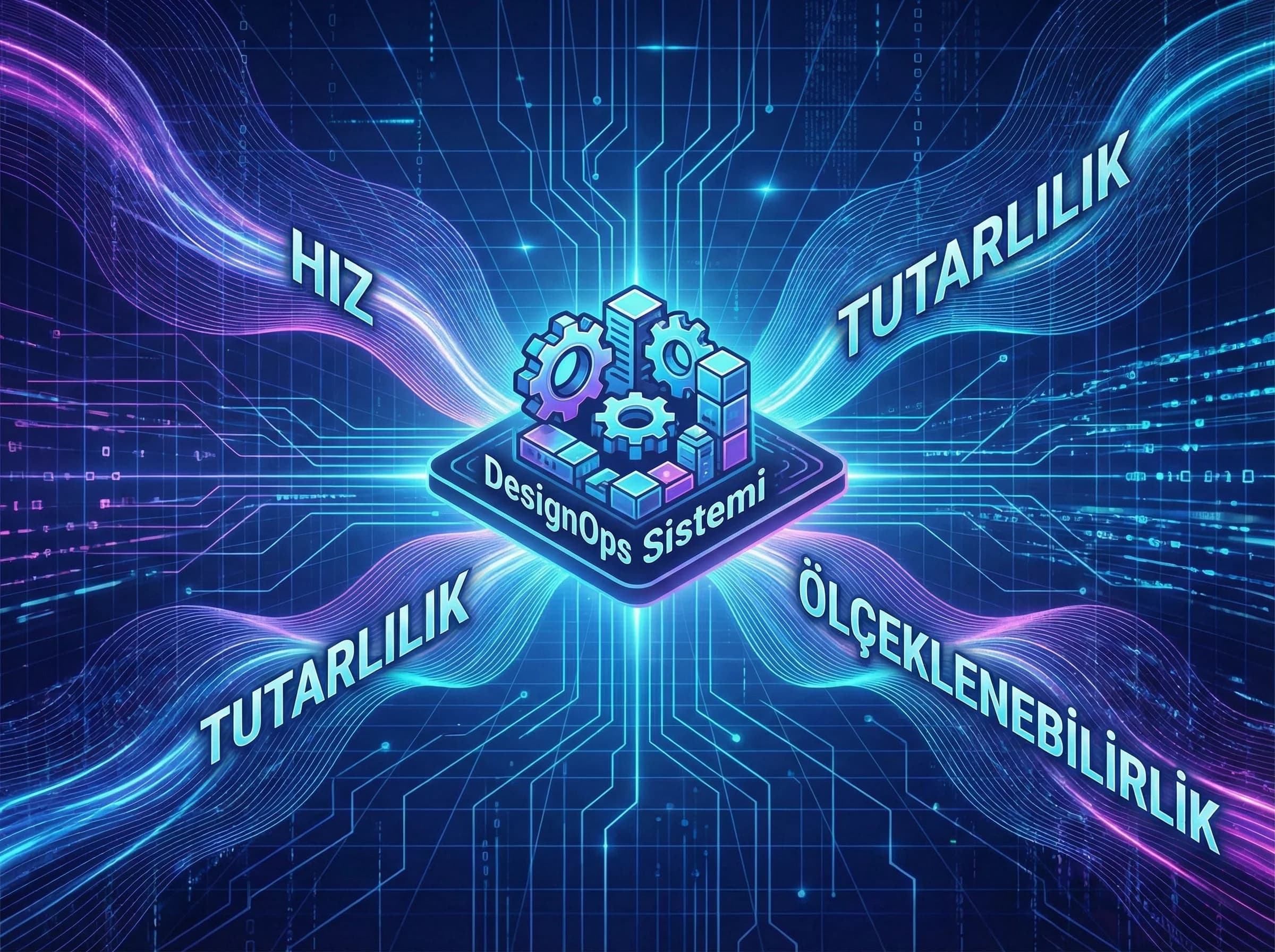 Template tabanlı tasarım ayırıcı görseli, design ops ve ölçeklenebilir üretim