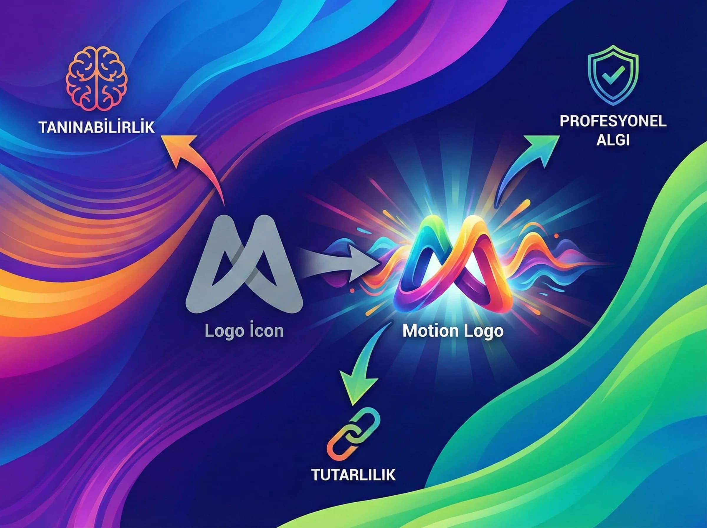 Logo animasyonu önem ayırıcı görseli, tanınabilirlik ve marka imzası