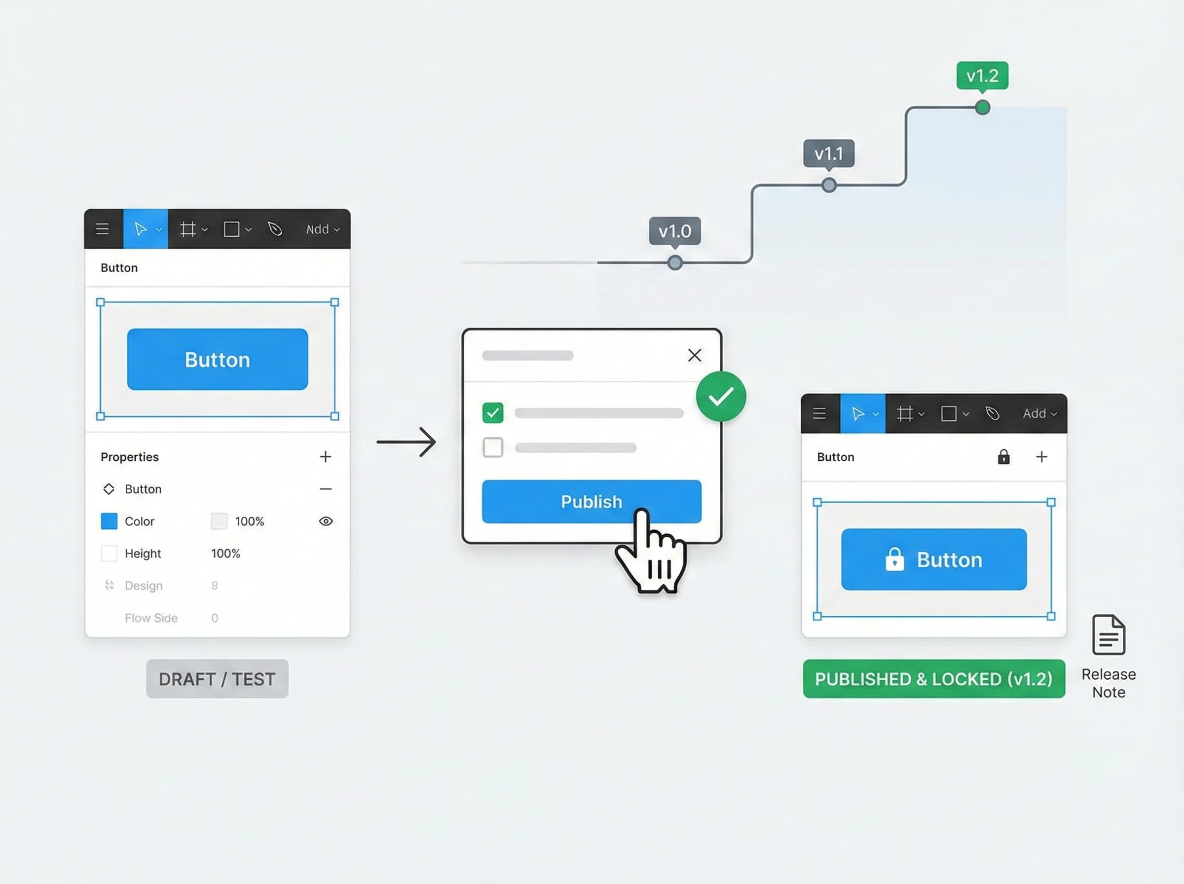 Publish ve versiyonlama ayırıcı görseli, release notları ve lock süreci