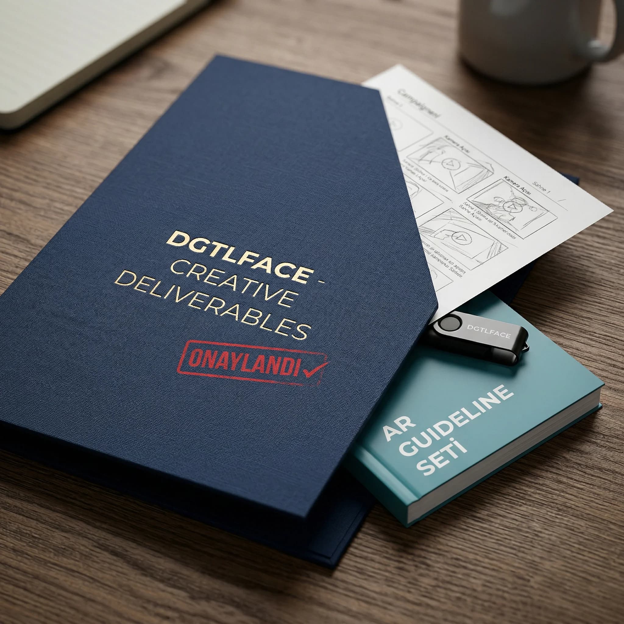 AR kampanya deliverables kartı, storyboard konsept tablosu ve guideline seti