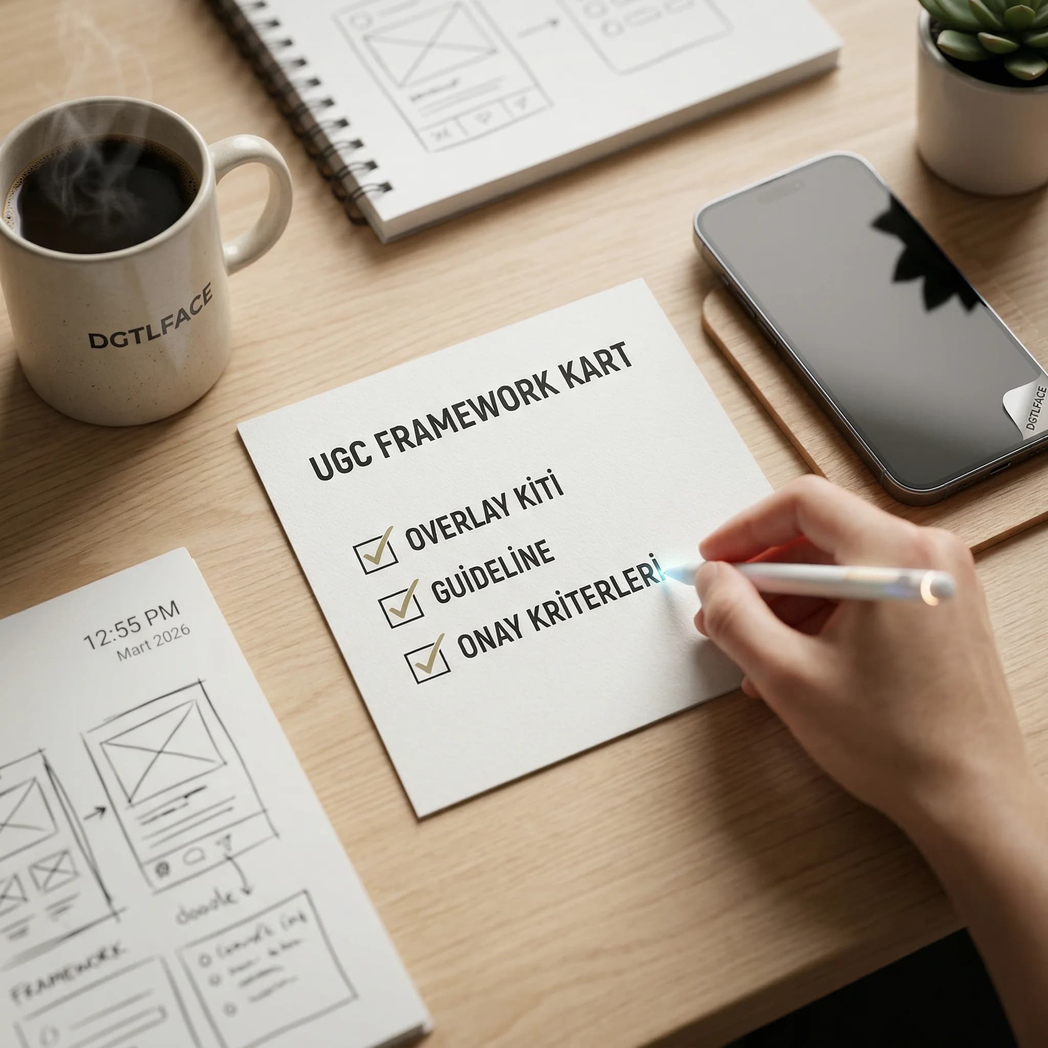 UGC checklist kartı, overlay kit guideline ve onay kriterleri kontrolü
