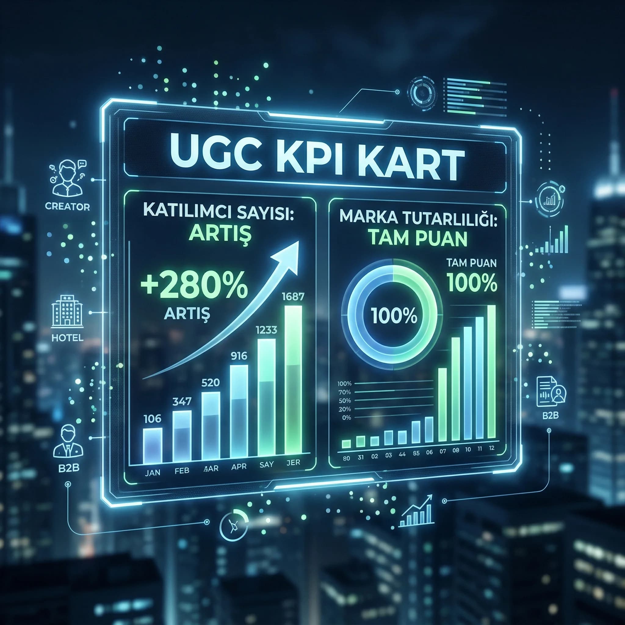 UGC KPI kartı, paylaşım oranı profil ziyareti ve marka tutarlılığı