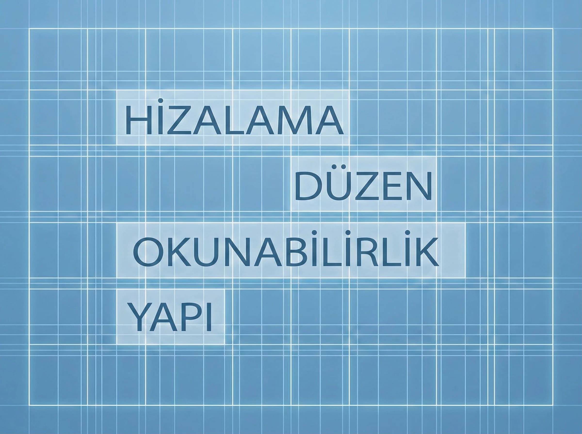 Grid nedir bölümü ayırıcı, hizalama ve okunabilirlik vurgusu