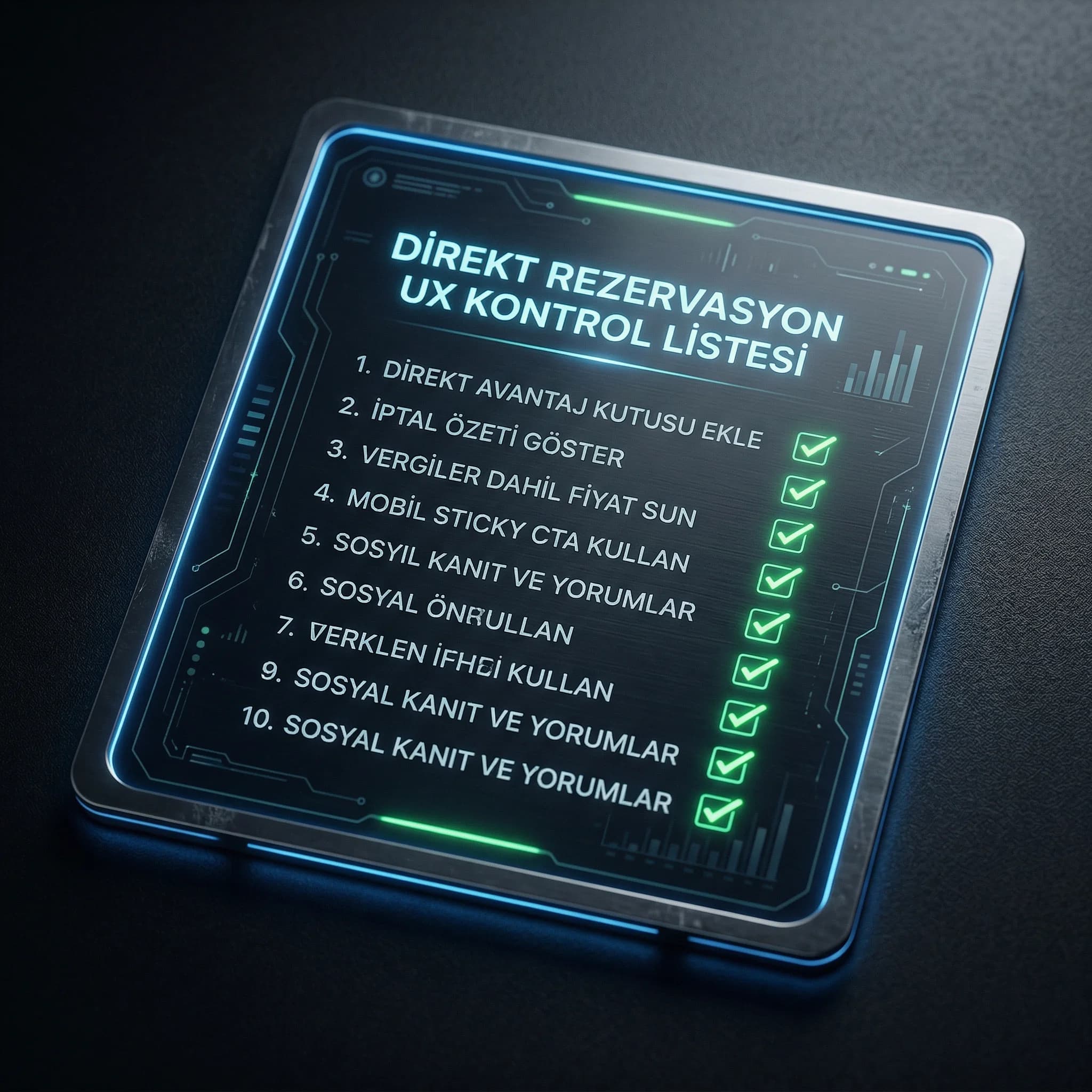 Direct booking UX checklist kartı otel bağlamı