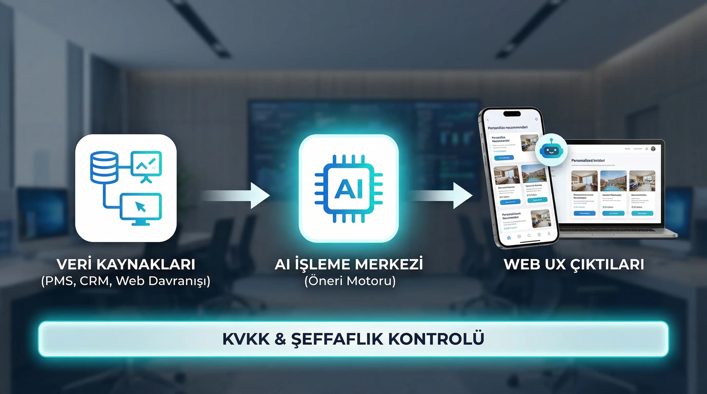 Dikey video, poster ve CTA yerleşimi akışı otel bağlamı