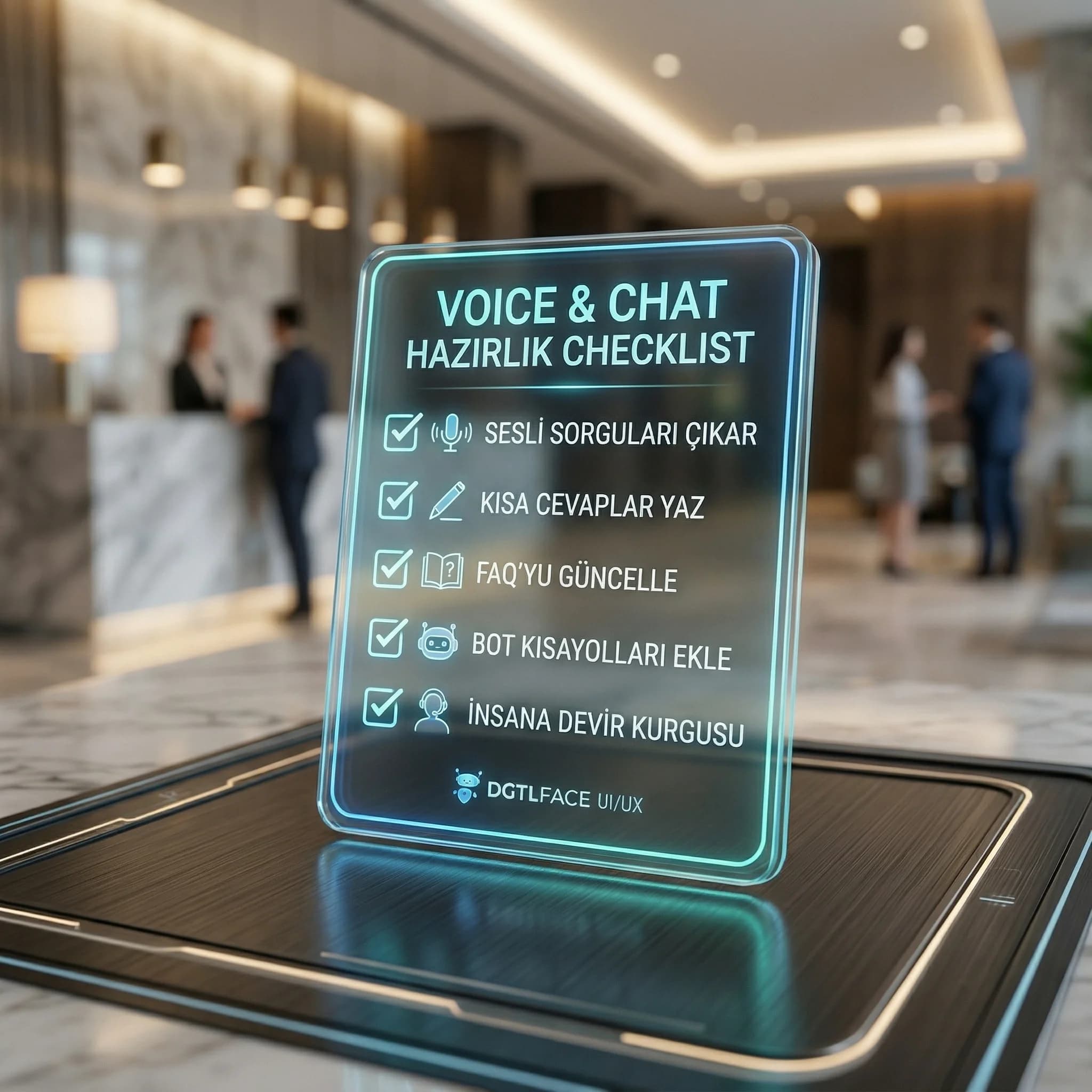 Voice search ve chatbot hazırlık checklist kartı otel bağlamı