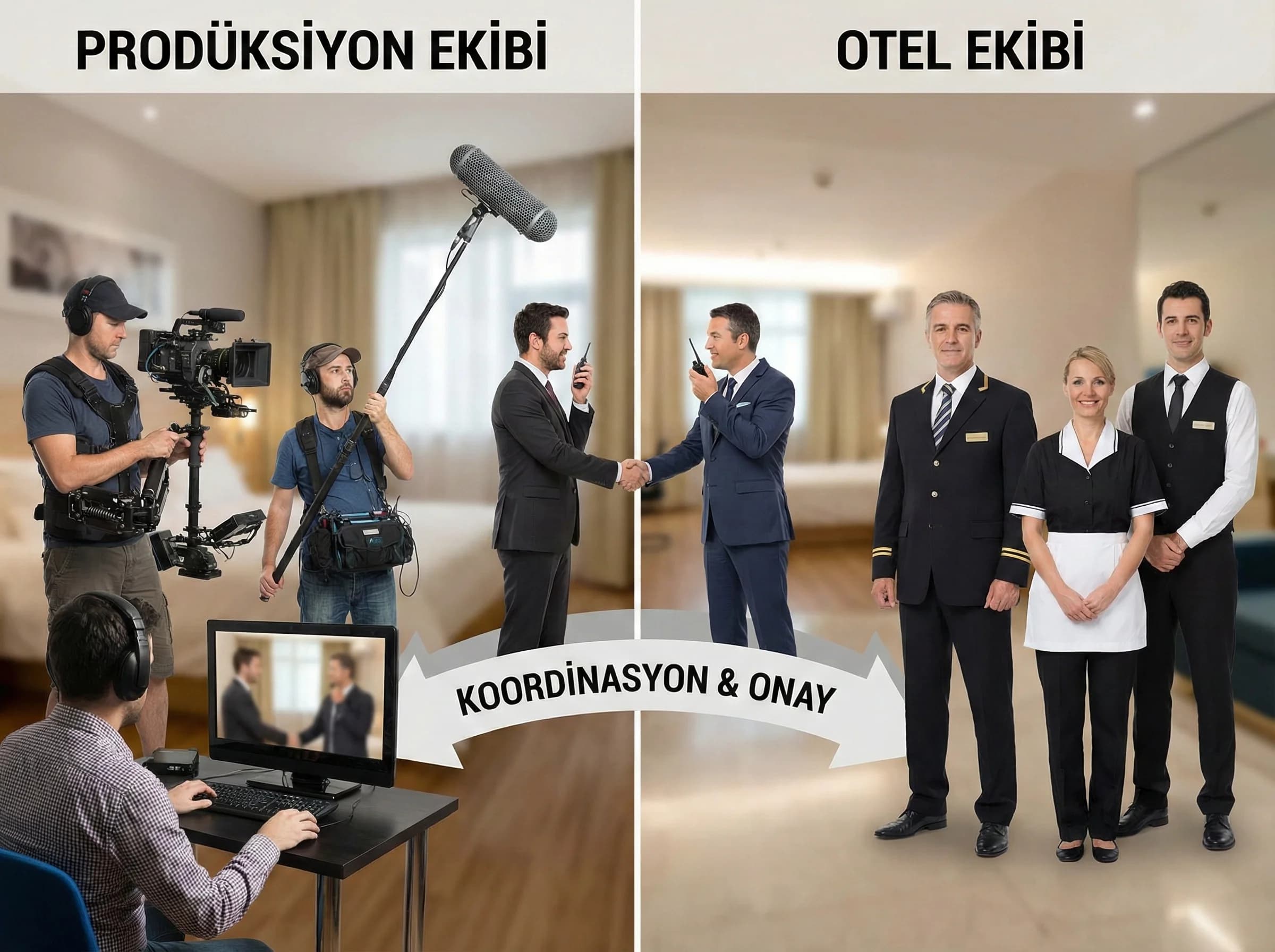 Prodüksiyon seti rol dağılımını ayıran bölüm geçiş görseli