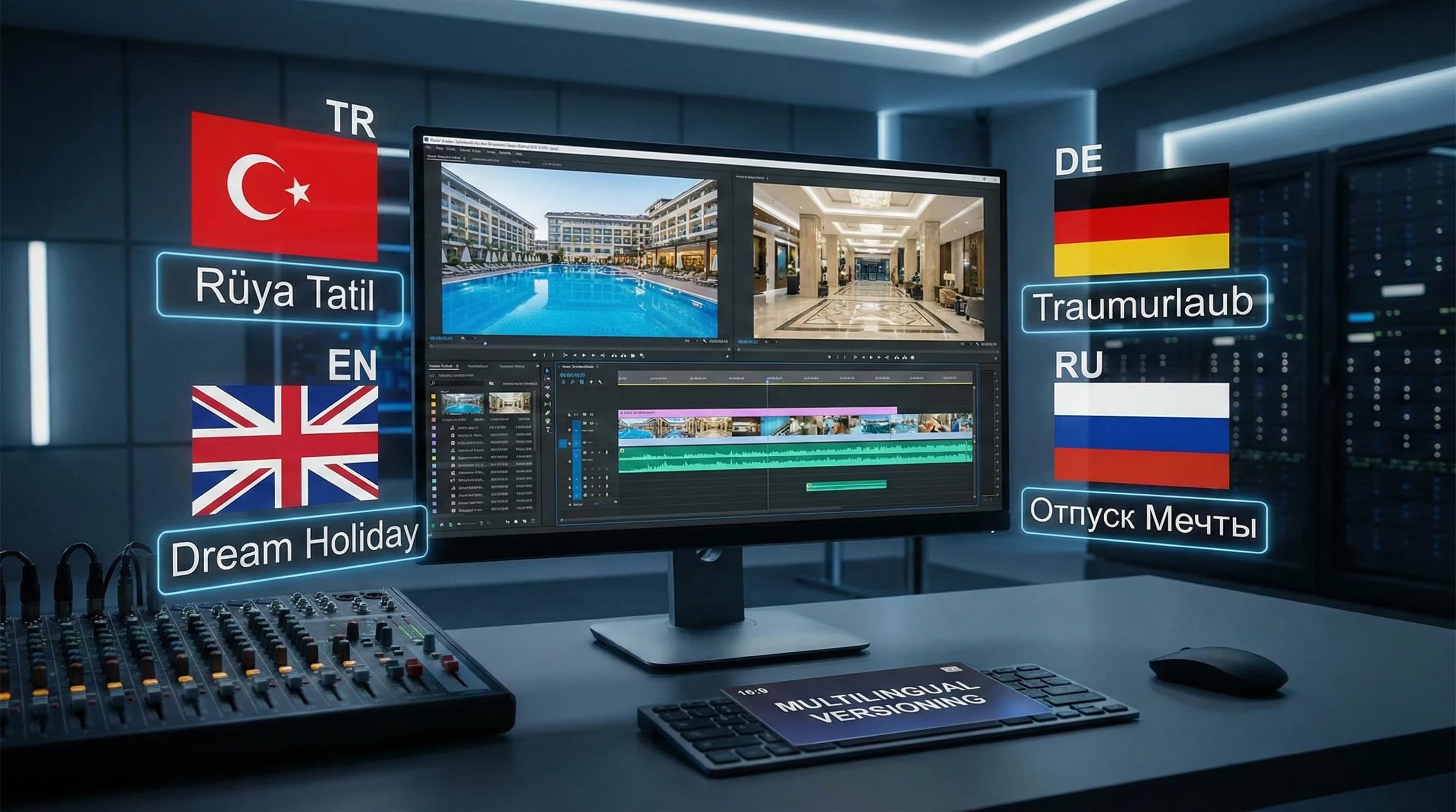 Çok Dilli Otel Video Versiyonlama: TR–EN–DE–RU İçin Altyazı, Seslendirme ve Metin Uyarlaması