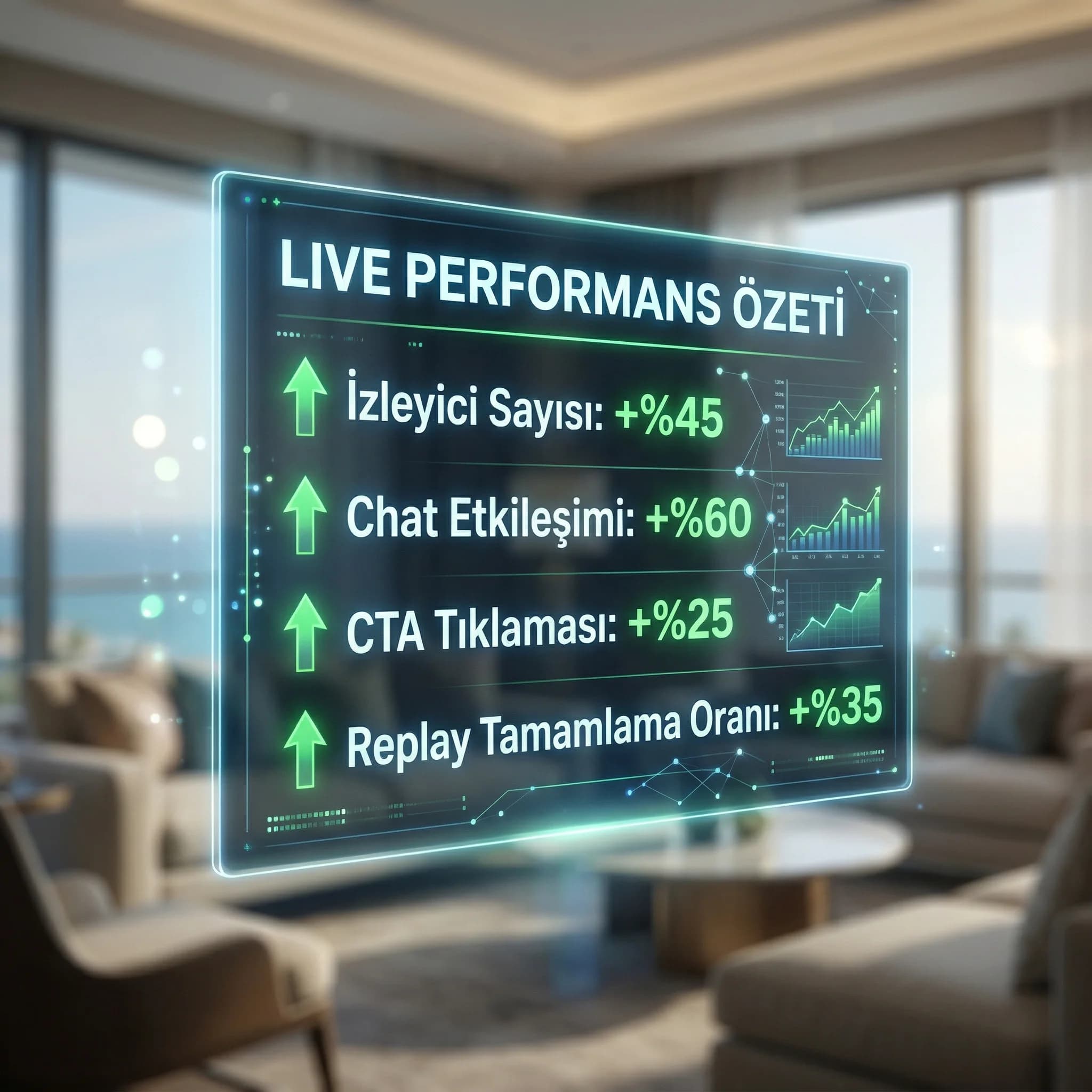 Live izlenme ve etkileşim performansını gösteren KPI kartı