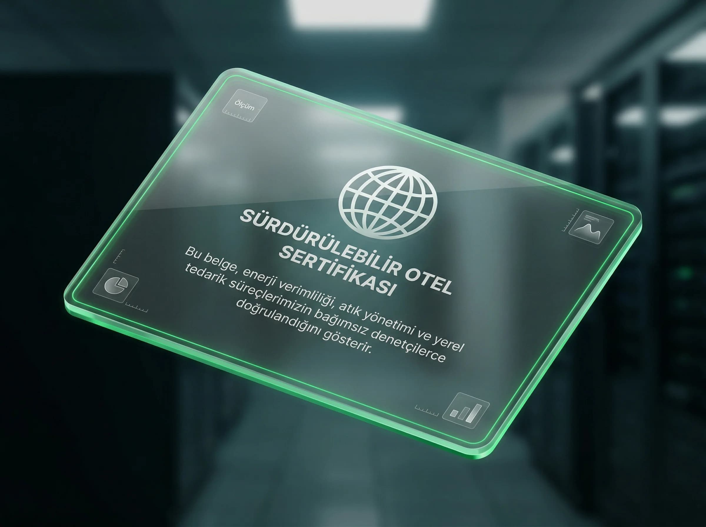 Sertifika açıklama ekranı ve şeffaf microcopy divider görseli