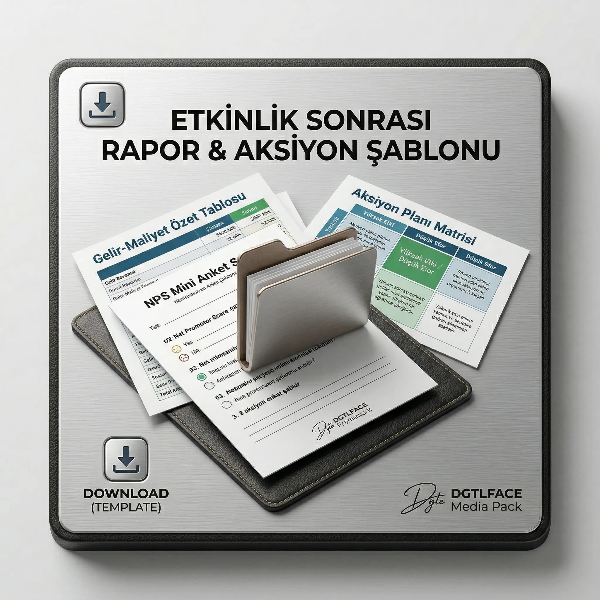 NPS şablonu, gelir-maliyet tablosu ve aksiyon planı deliverables proof kartı