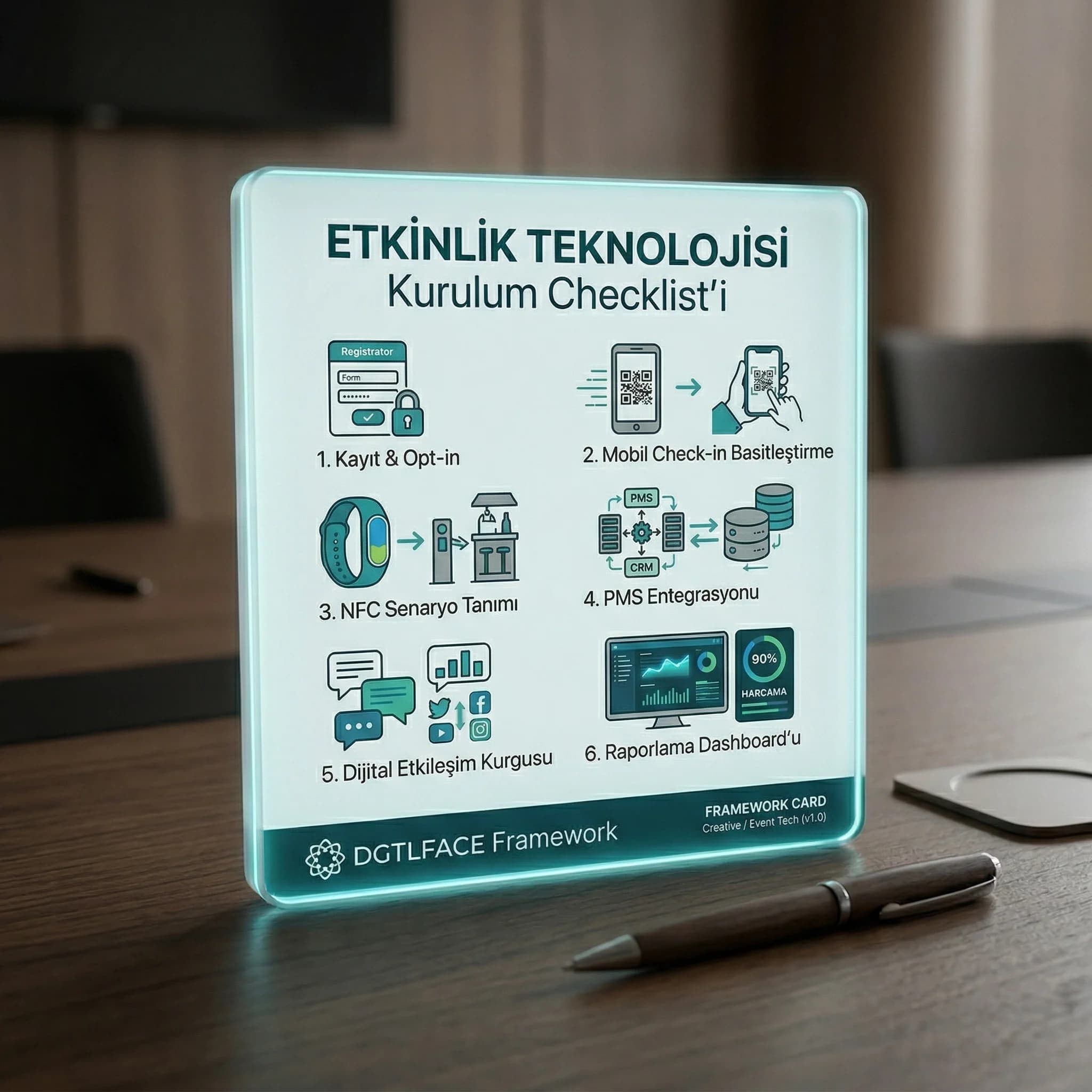 Event app ve NFC kurulum adımları checklist kartı otel etkinliği