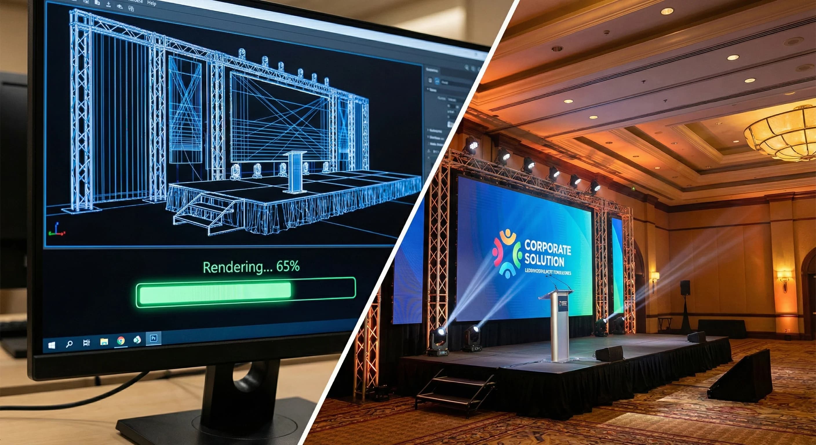 Kurumsal etkinliklerde sahne ve LED planlama bölümü geçiş görseli
