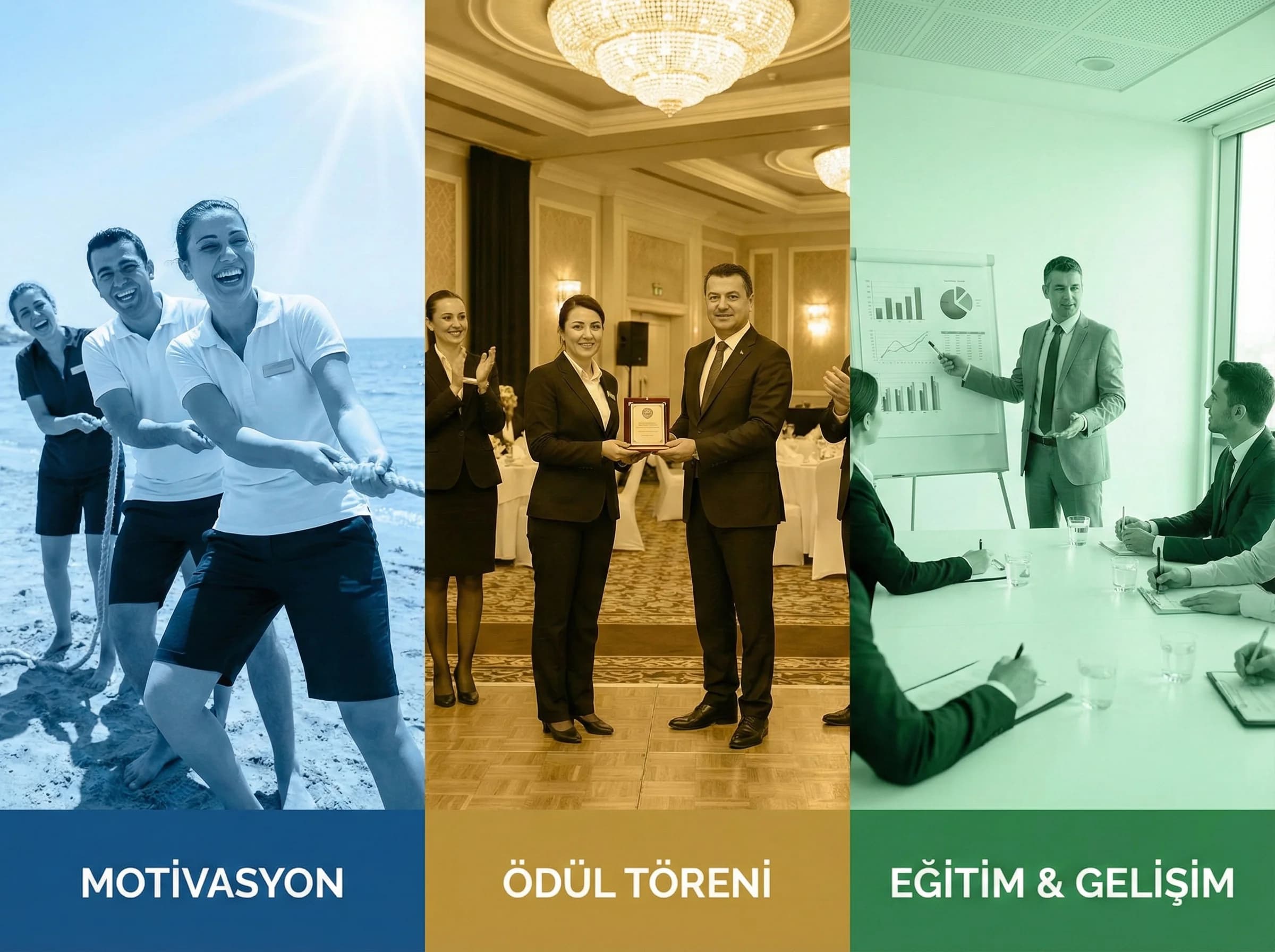 Motivasyon ödül ve eğitim etkinlikleri için bölüm geçiş görseli otel bağlamı