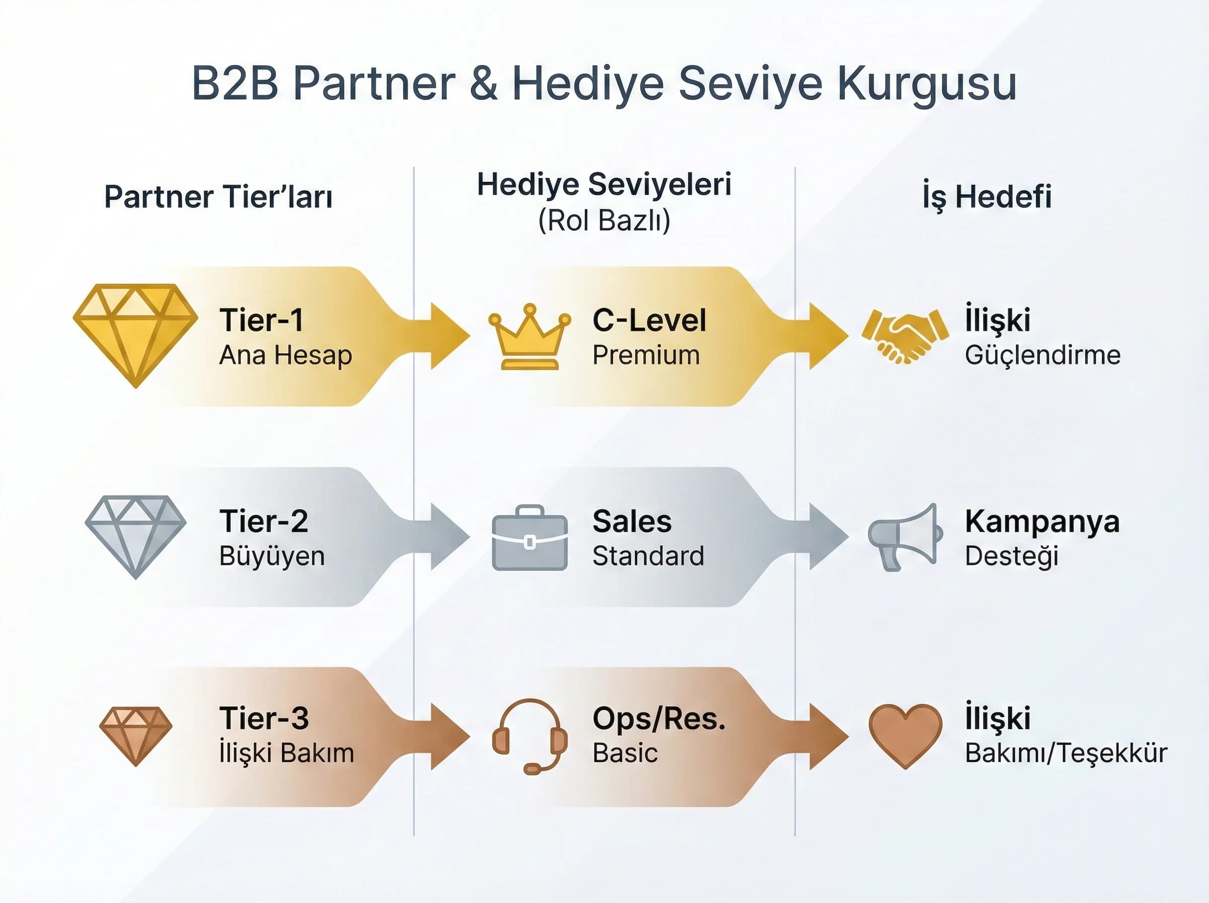 Partner seçimi ve hediye seviye kurgusu, B2B otel bağlamı