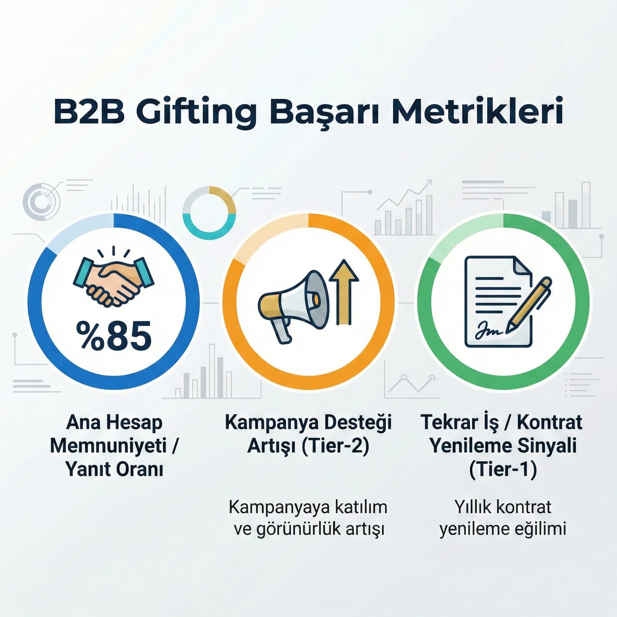 B2B gifting KPI kartı, yanıt ve tekrar iş otel bağlamı