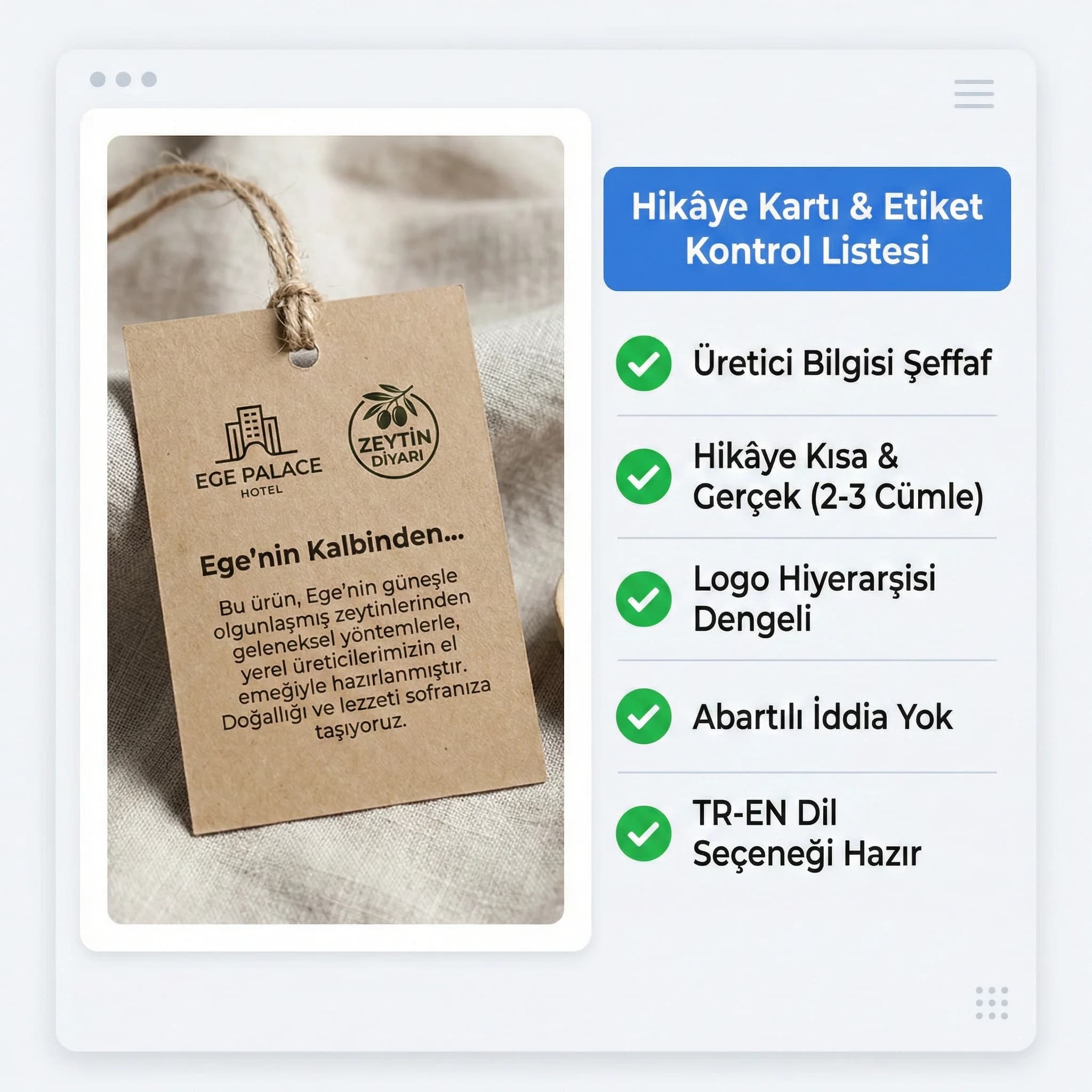 Tier hediye kademesi checklist’i, otel bağlamı
