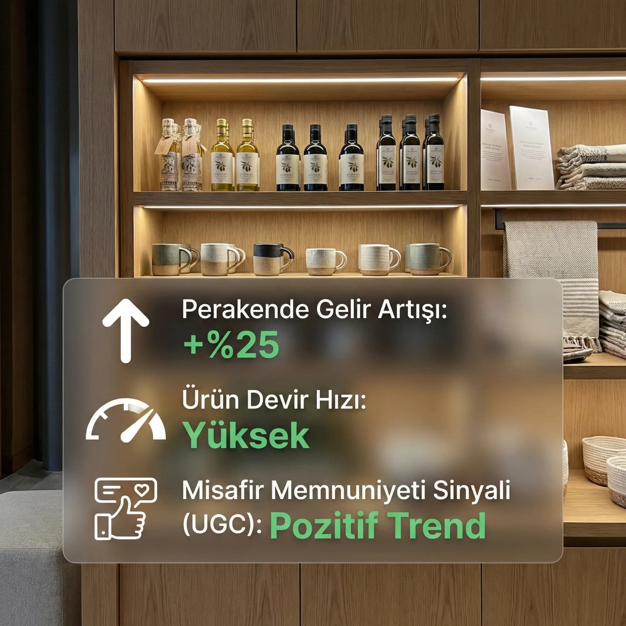 Hediye kullanım oranı ve repeat booking farkı grafiği, otel bağlamı