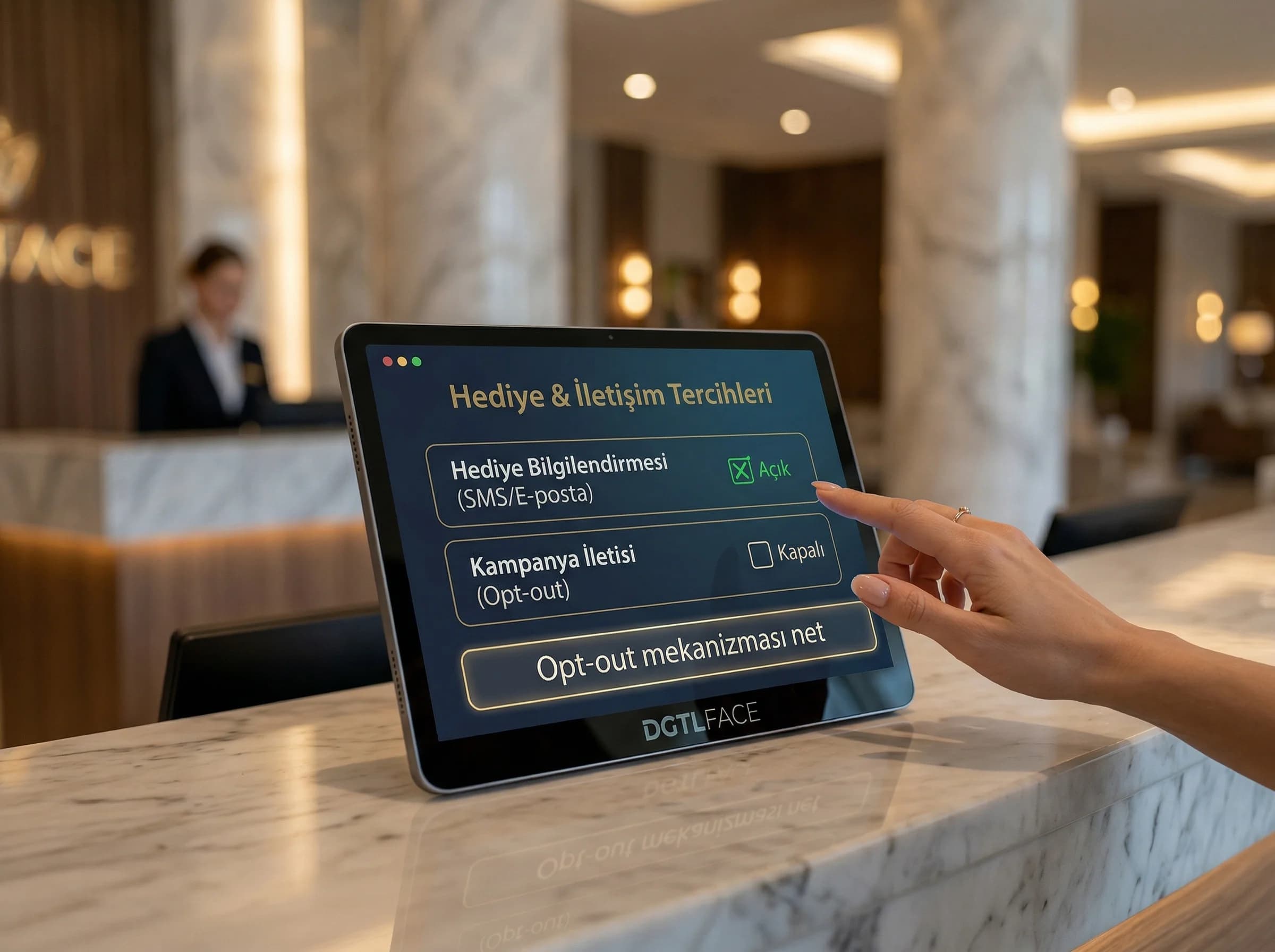 İzin ve tercih yönetimi ekranı, opt-in opt-out otel bağlamı