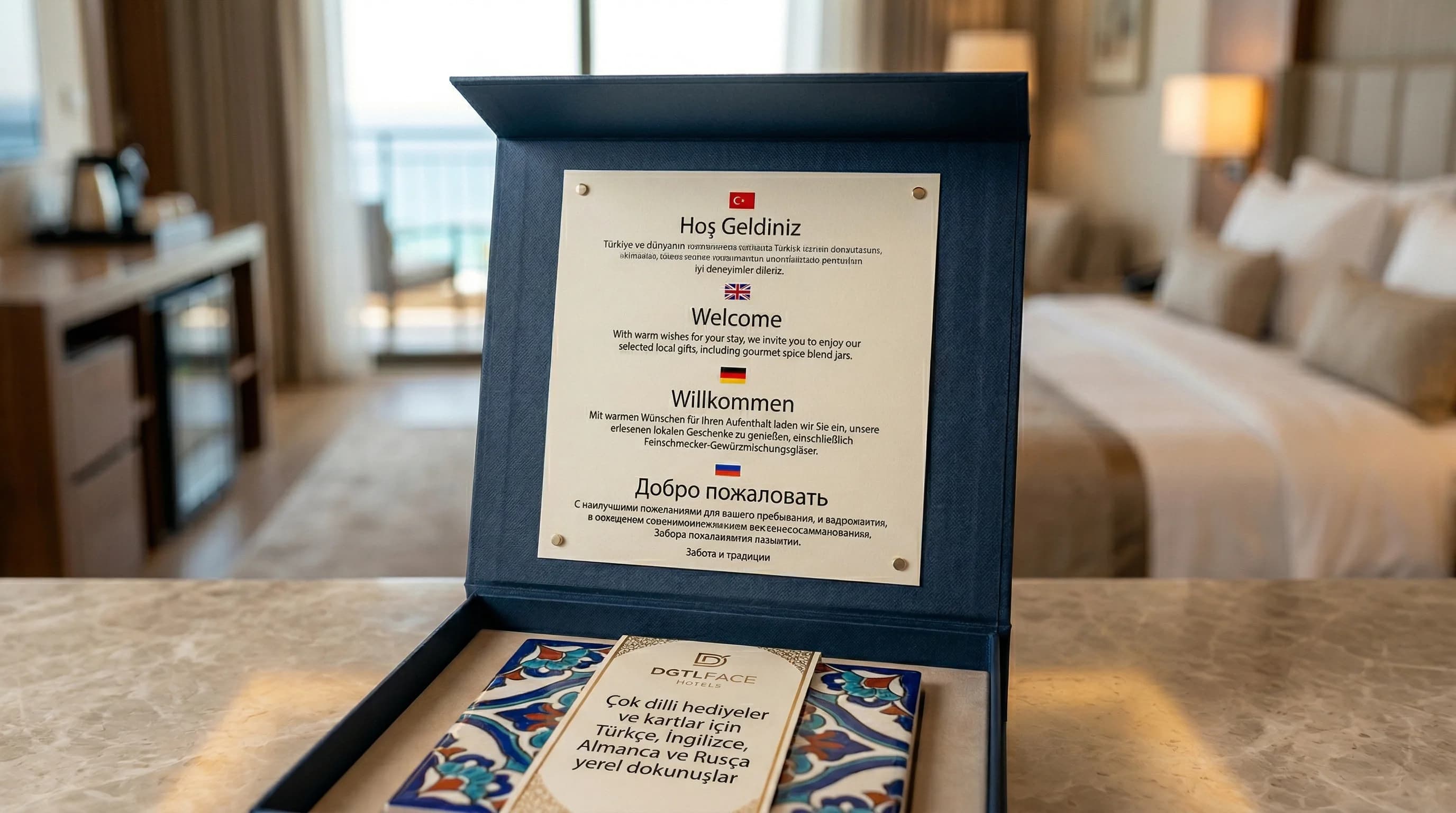 Çok dilli hediye kartı örnekleri, otel iletişim bağlamı