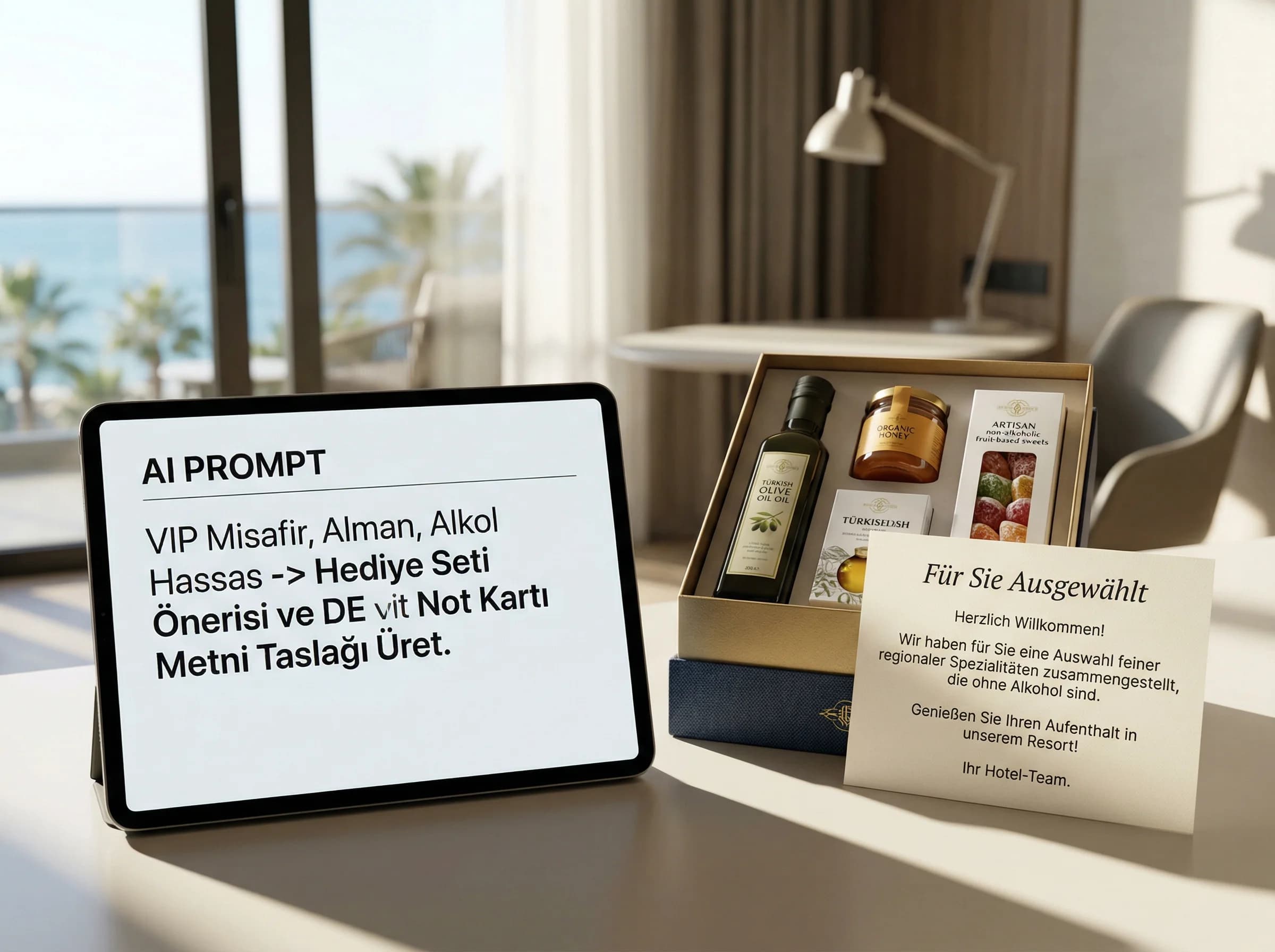 Prompt ve çıktı örnekleri, hediye metinleri otel bağlamı