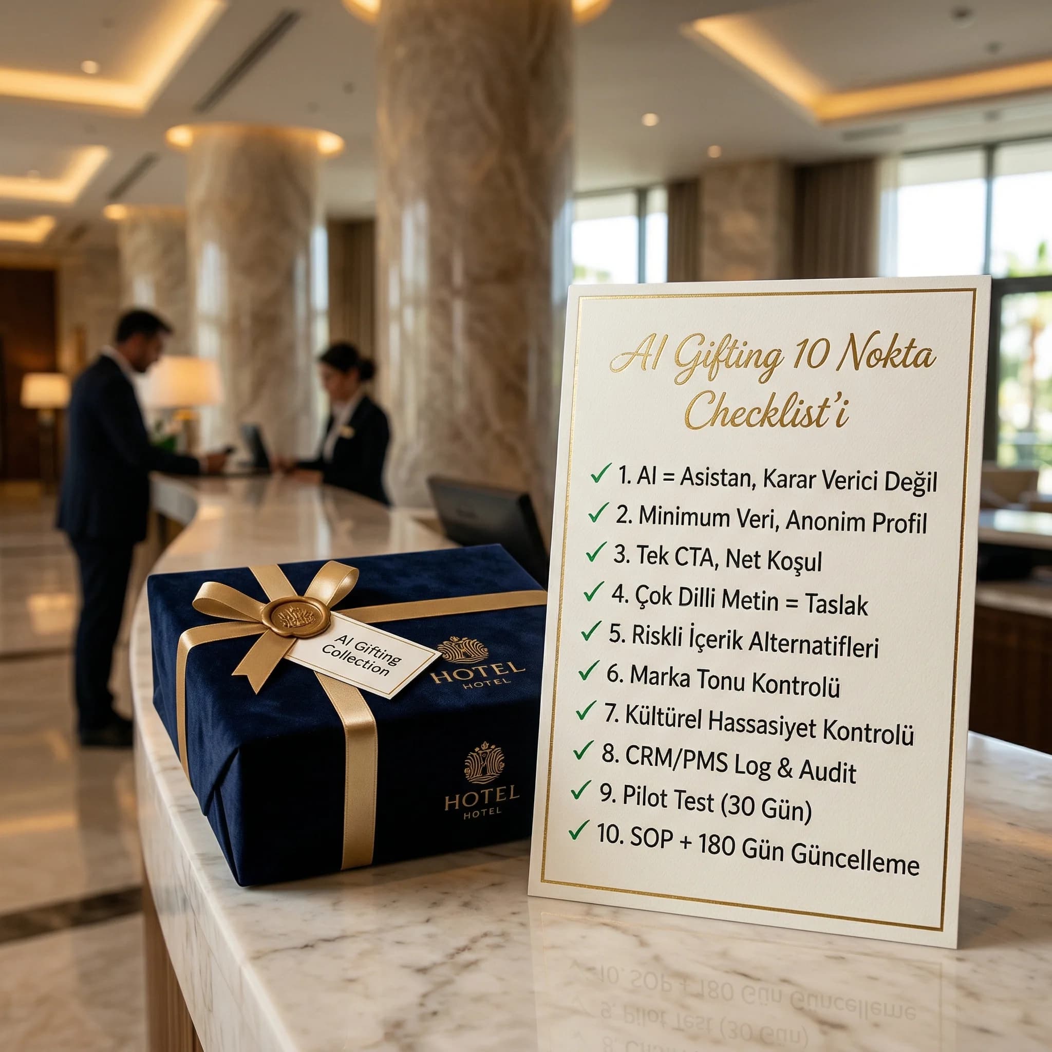 AI ile hediye üretimi checklist’i, veri ve onay otel bağlamı