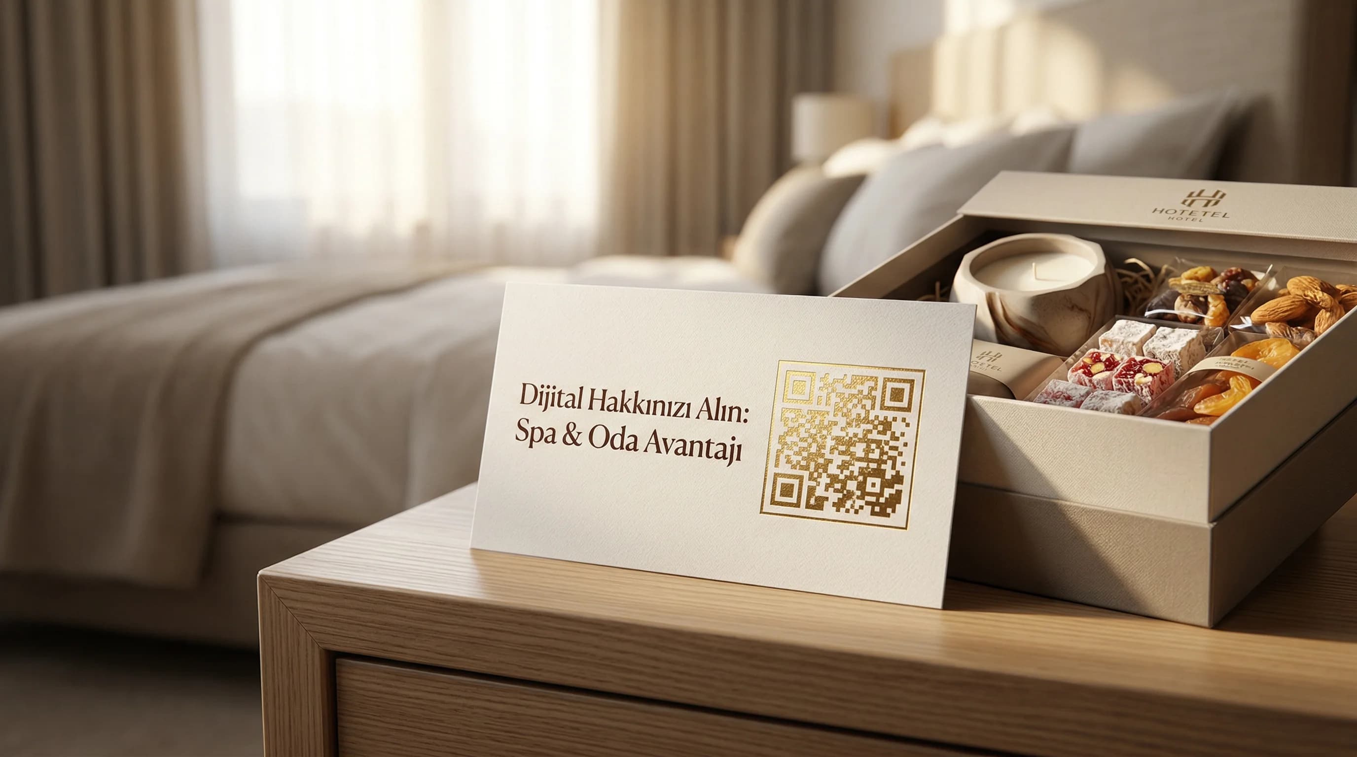 Dijital sertifika kartı ve QR akışı, otel hediye bağlamı